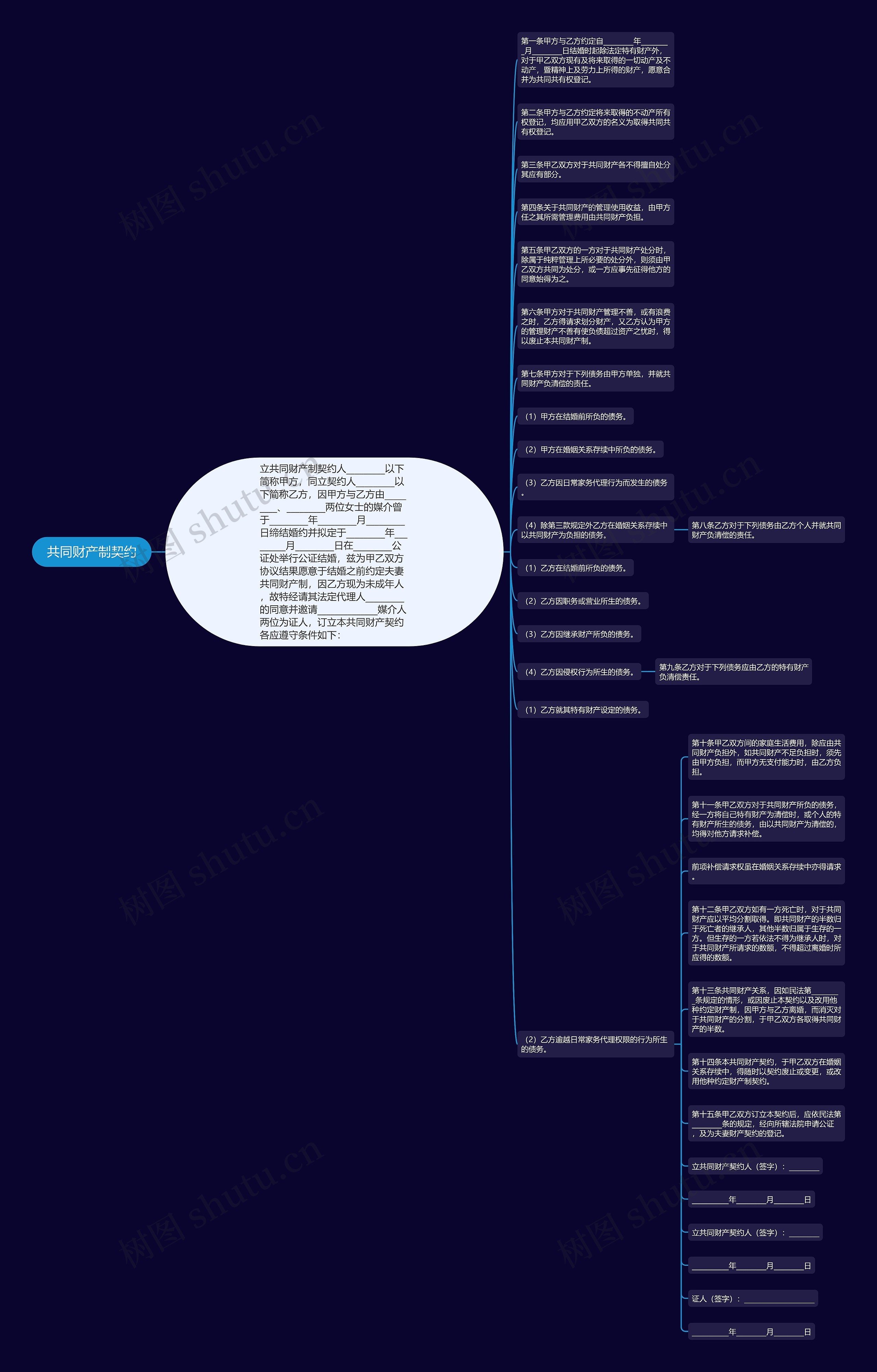 共同财产制契约思维导图高清图 共同财产制契约思维导图