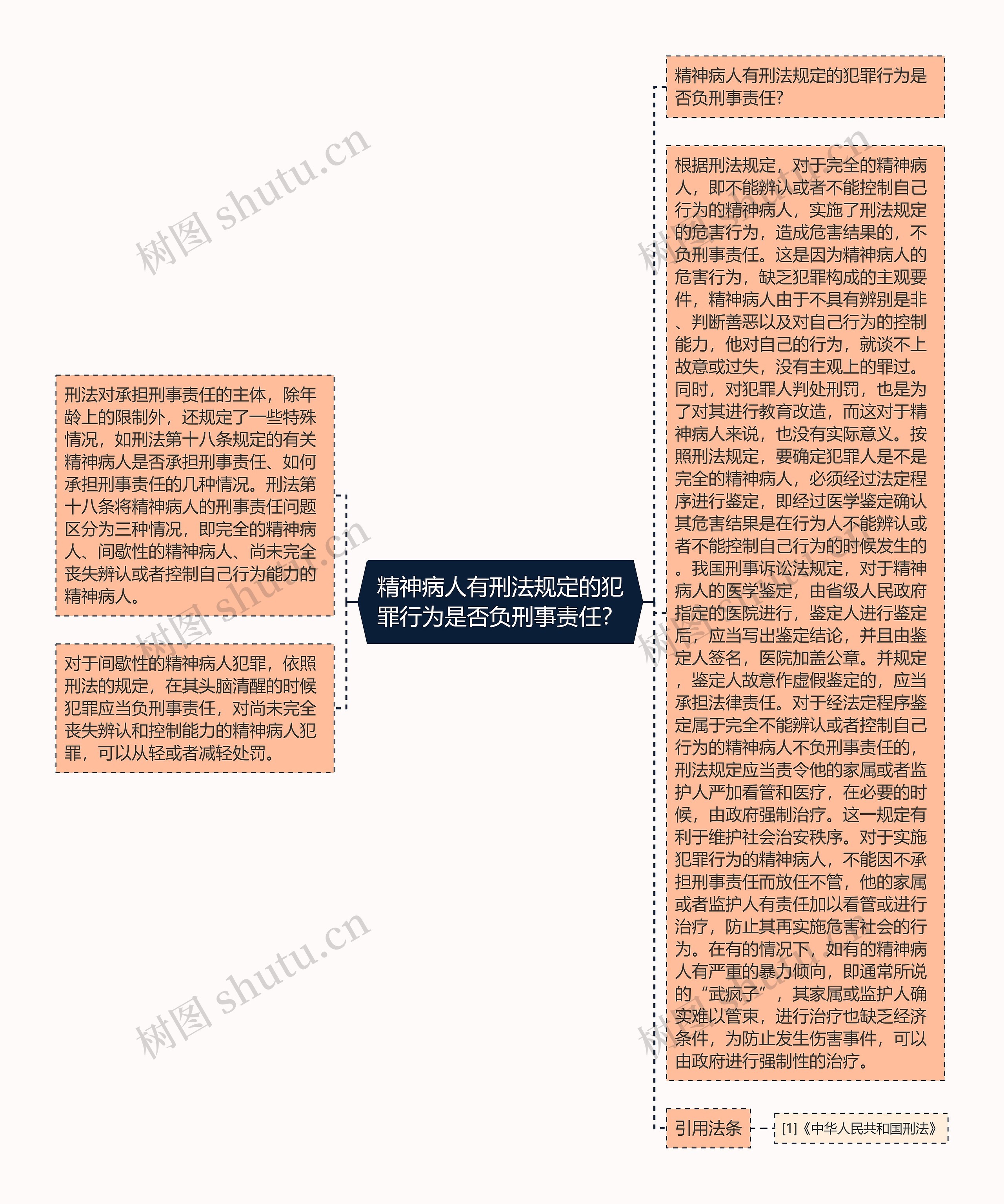 精神病人有刑法规定的犯罪行为是否负刑事责任？思维导图