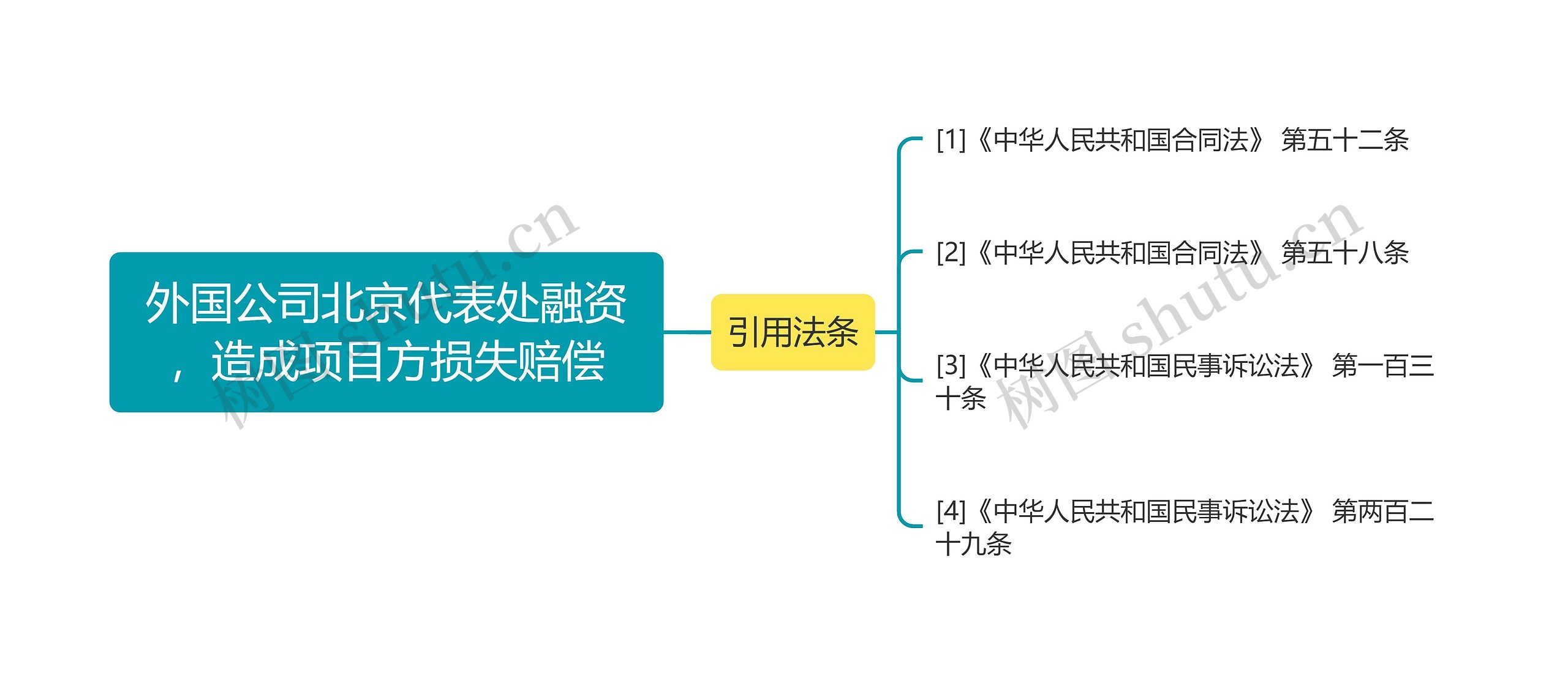 外国公司北京代表处融资，造成项目方损失赔偿思维导图