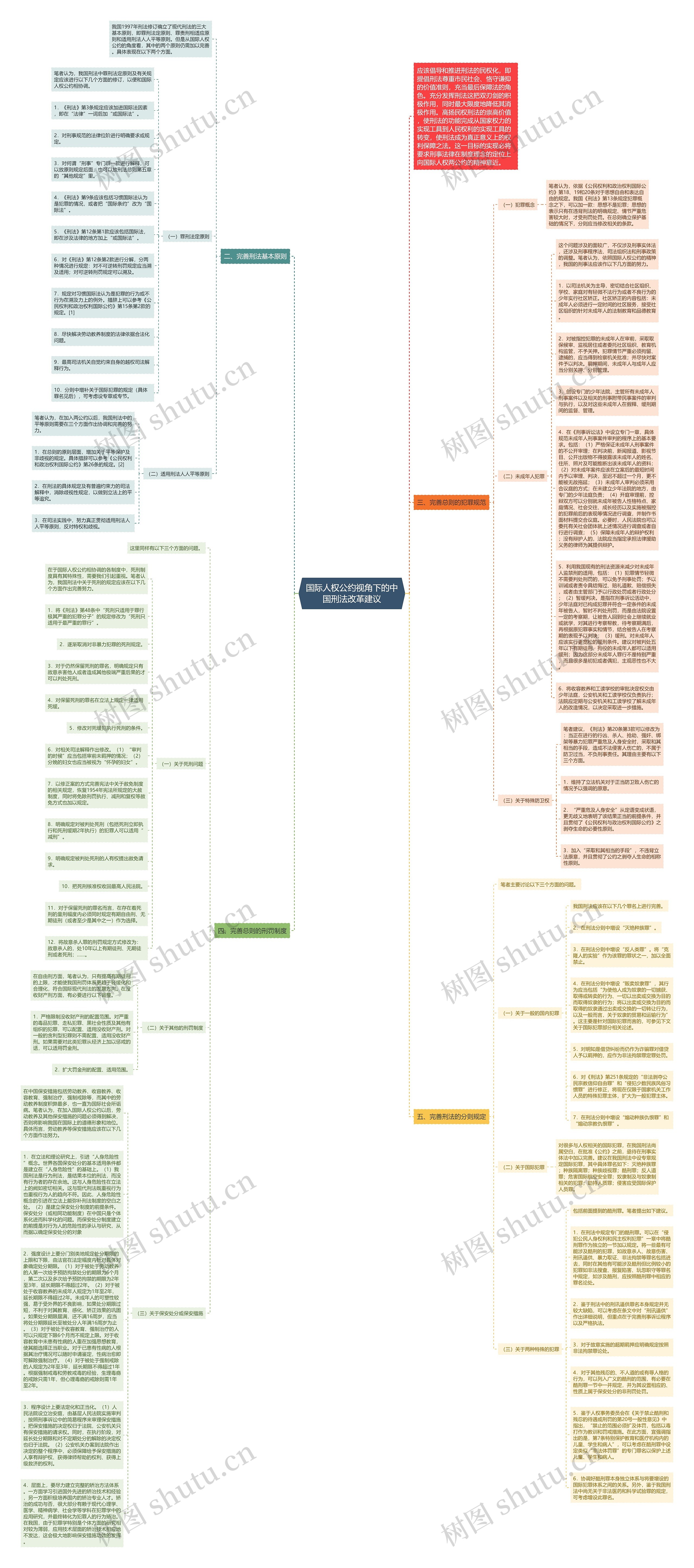 国际人权公约视角下的中国刑法改革建议思维导图