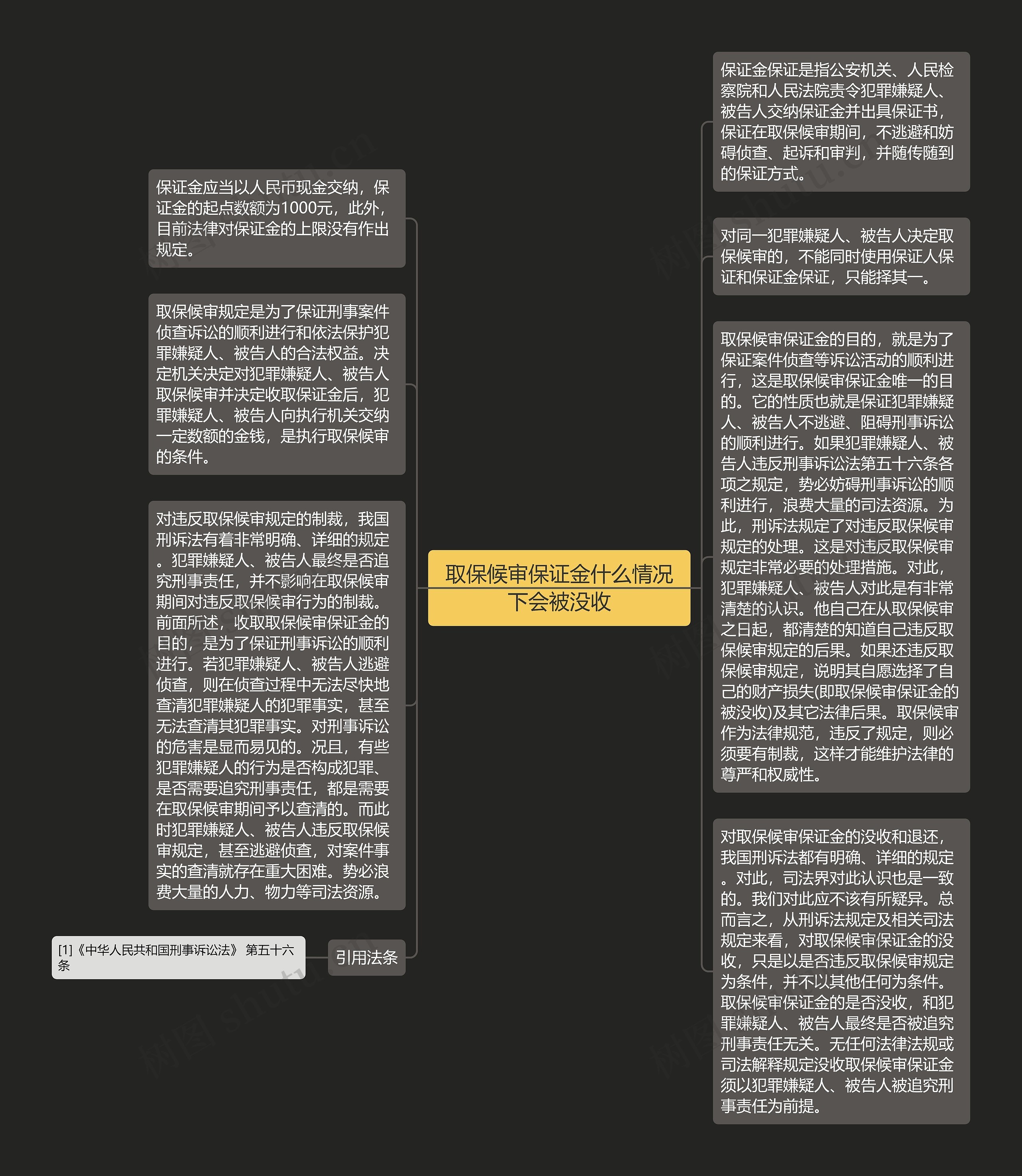 取保候审保证金什么情况下会被没收思维导图