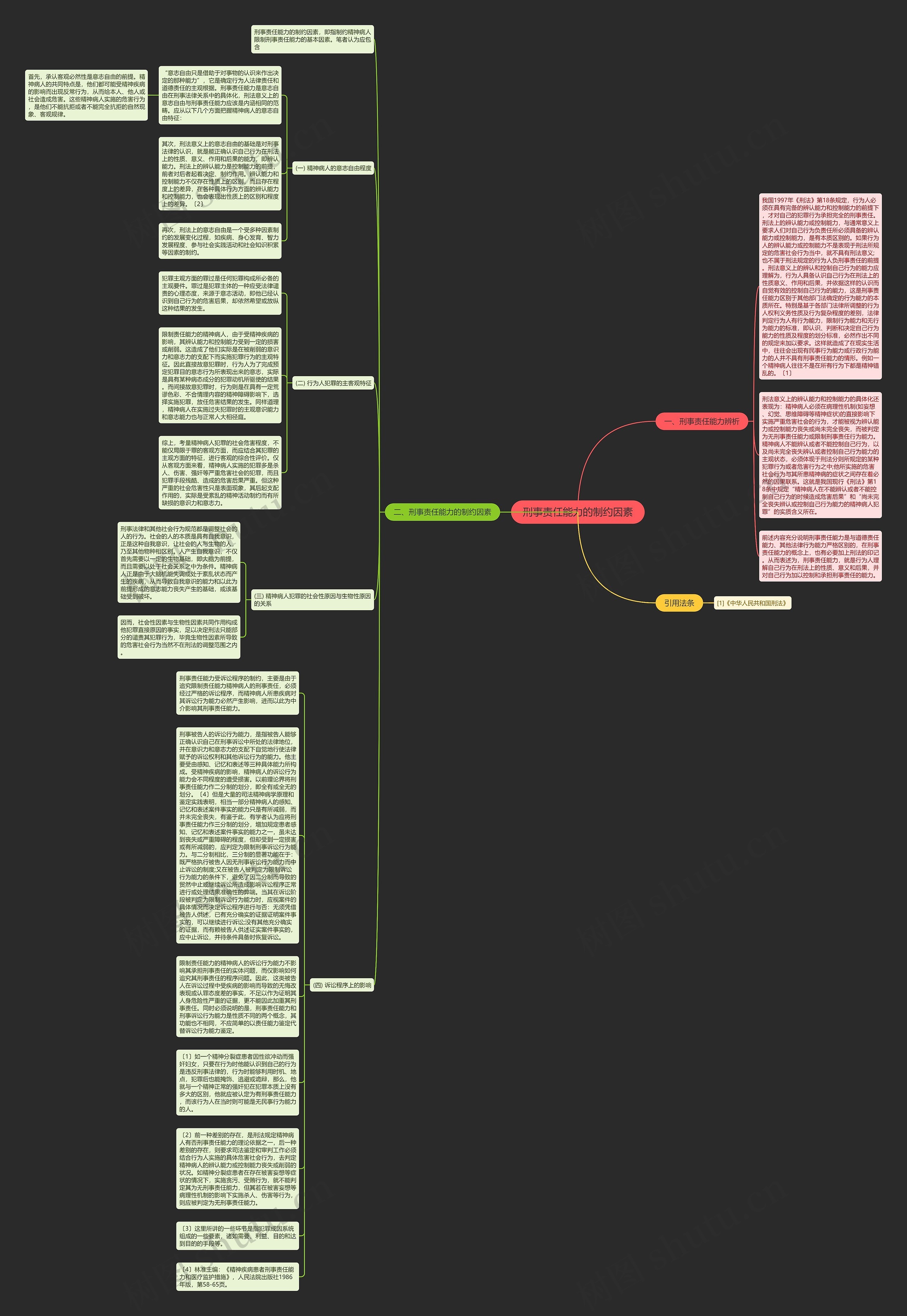 刑事责任能力的制约因素思维导图