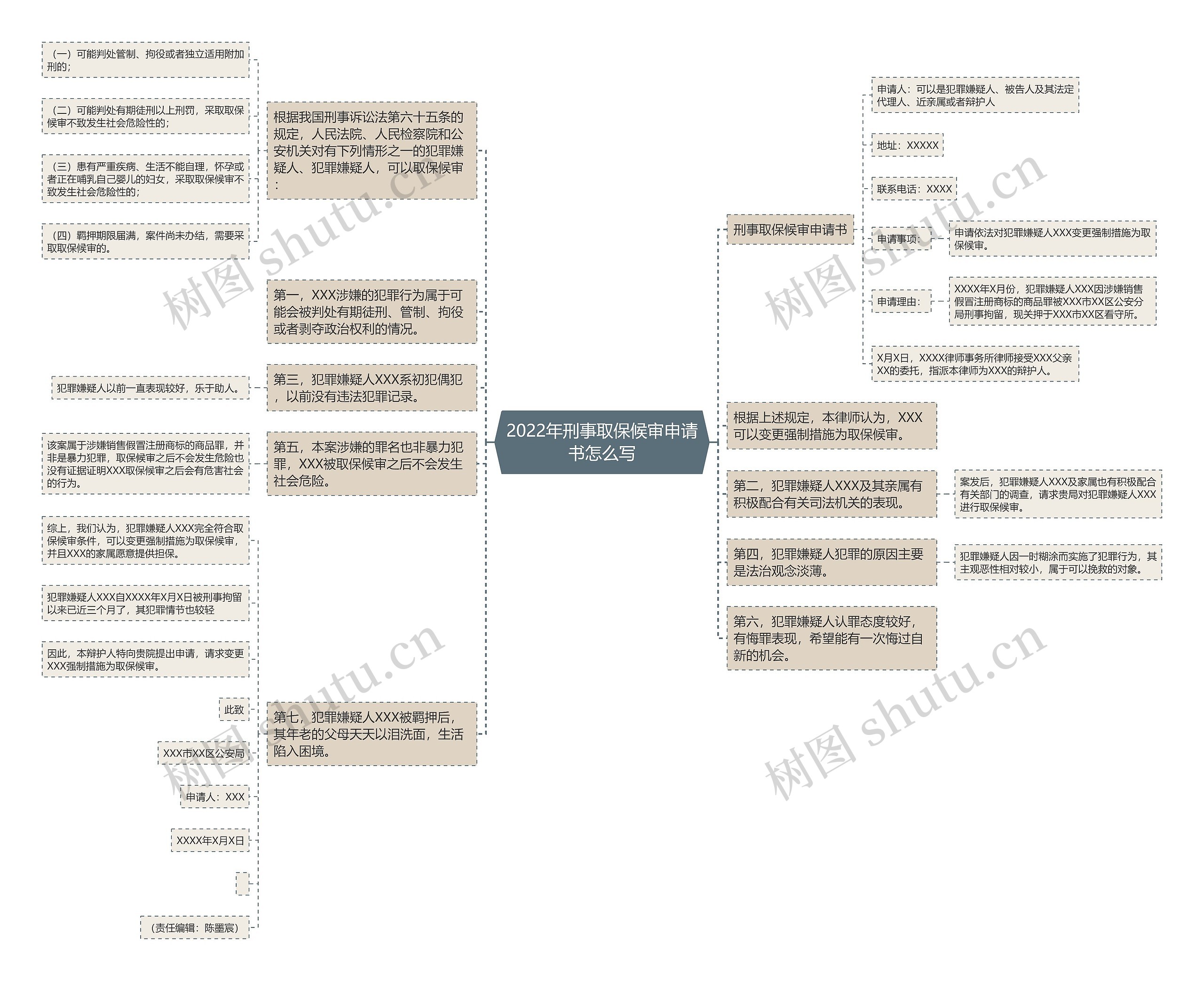 2022年刑事取保候审申请书怎么写思维导图