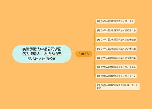 实际承运人中远公司诉记名为托运人、收货人的无船承运人运通公司 实际承运人中远公司诉记名为托运人、收货人的无船承运人运通公司