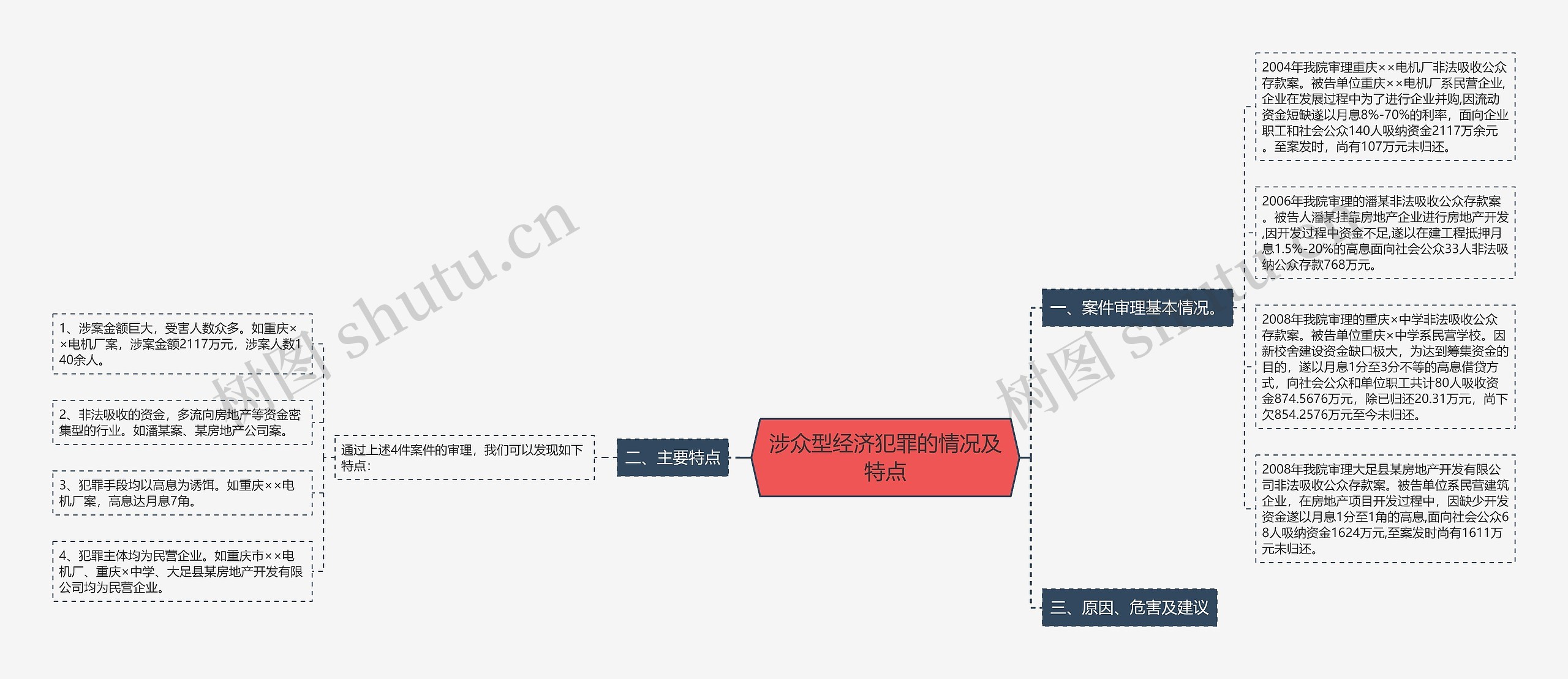 涉众型经济犯罪的情况及特点思维导图