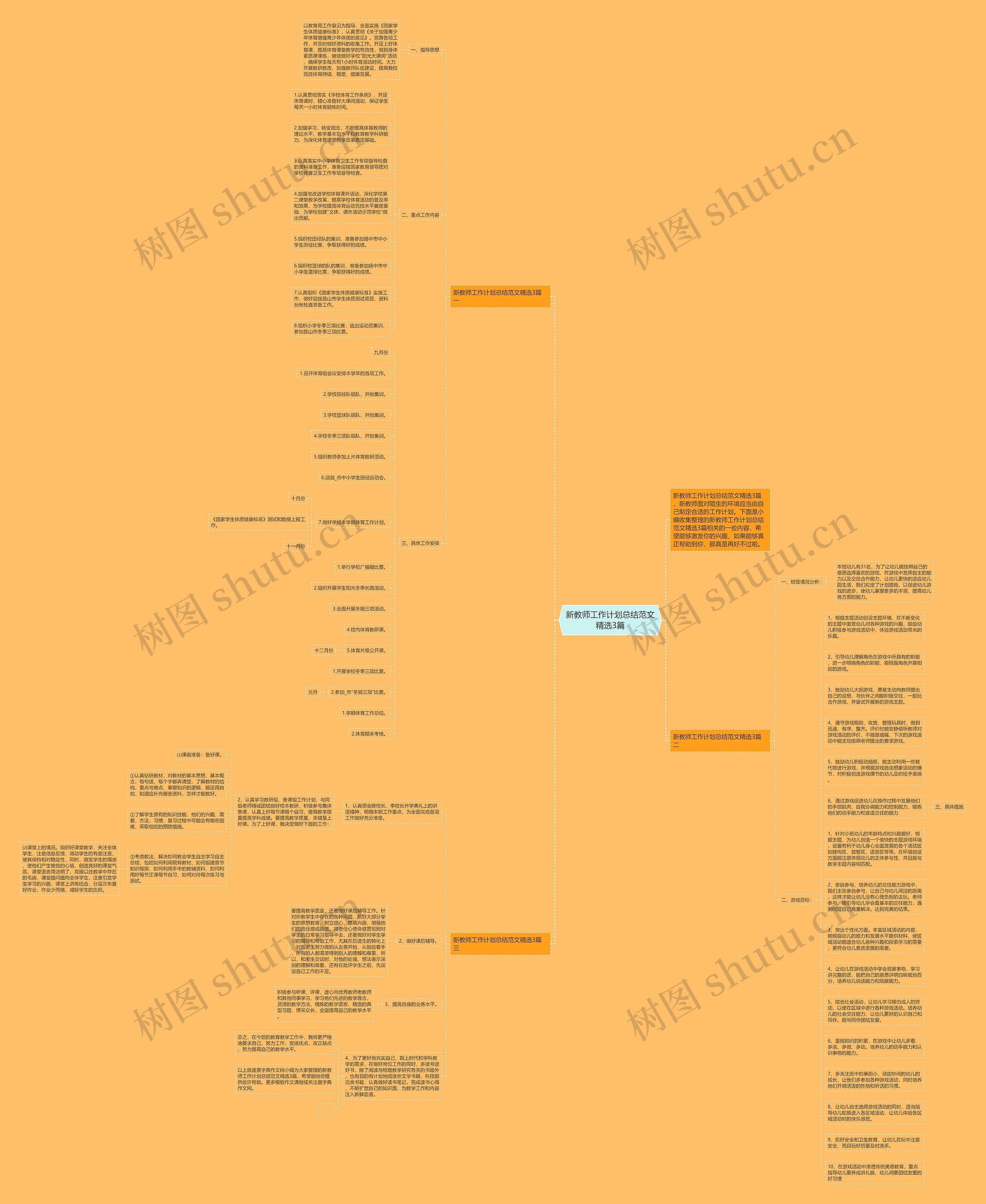 新教师工作计划总结范文精选3篇思维导图