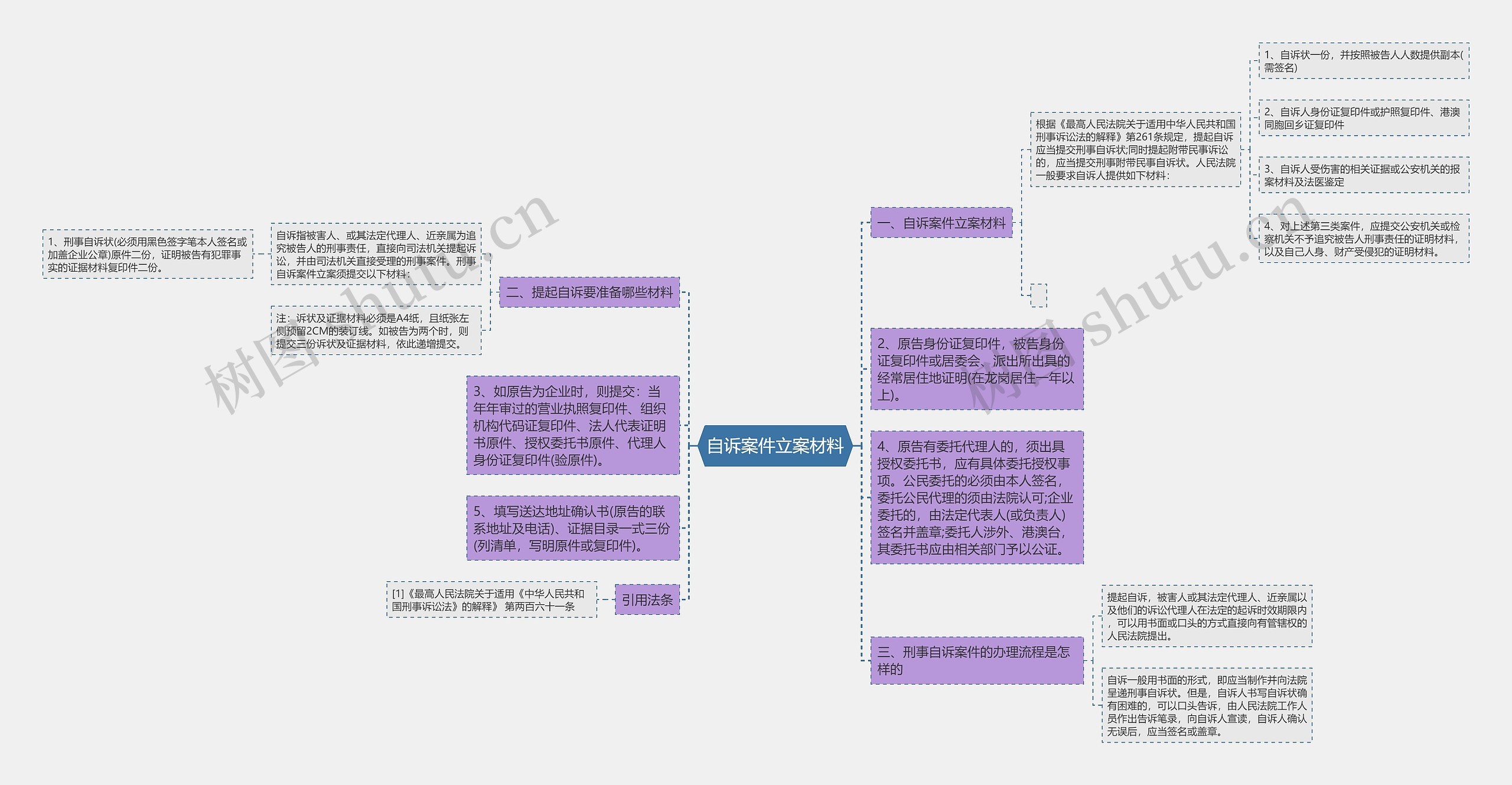 自诉案件立案材料思维导图