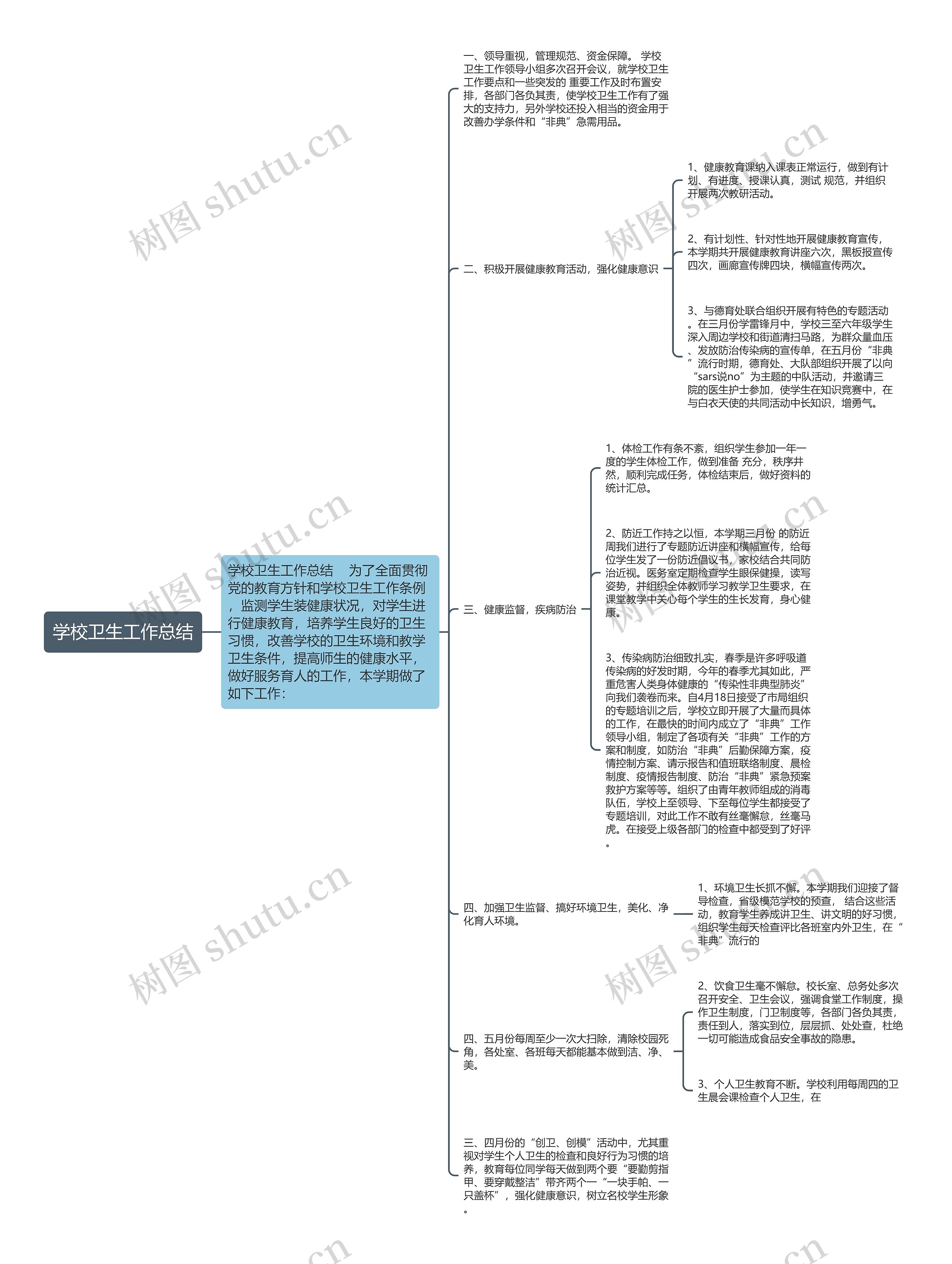 学校卫生工作总结思维导图