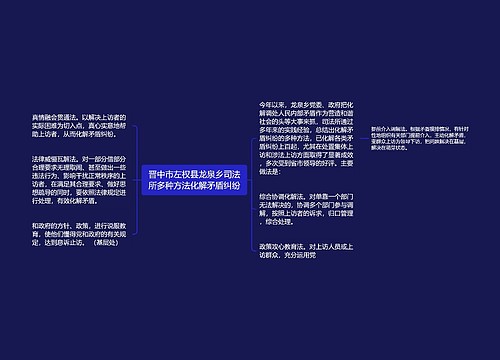 晋中市左权县龙泉乡司法所多种方法化解矛盾纠纷