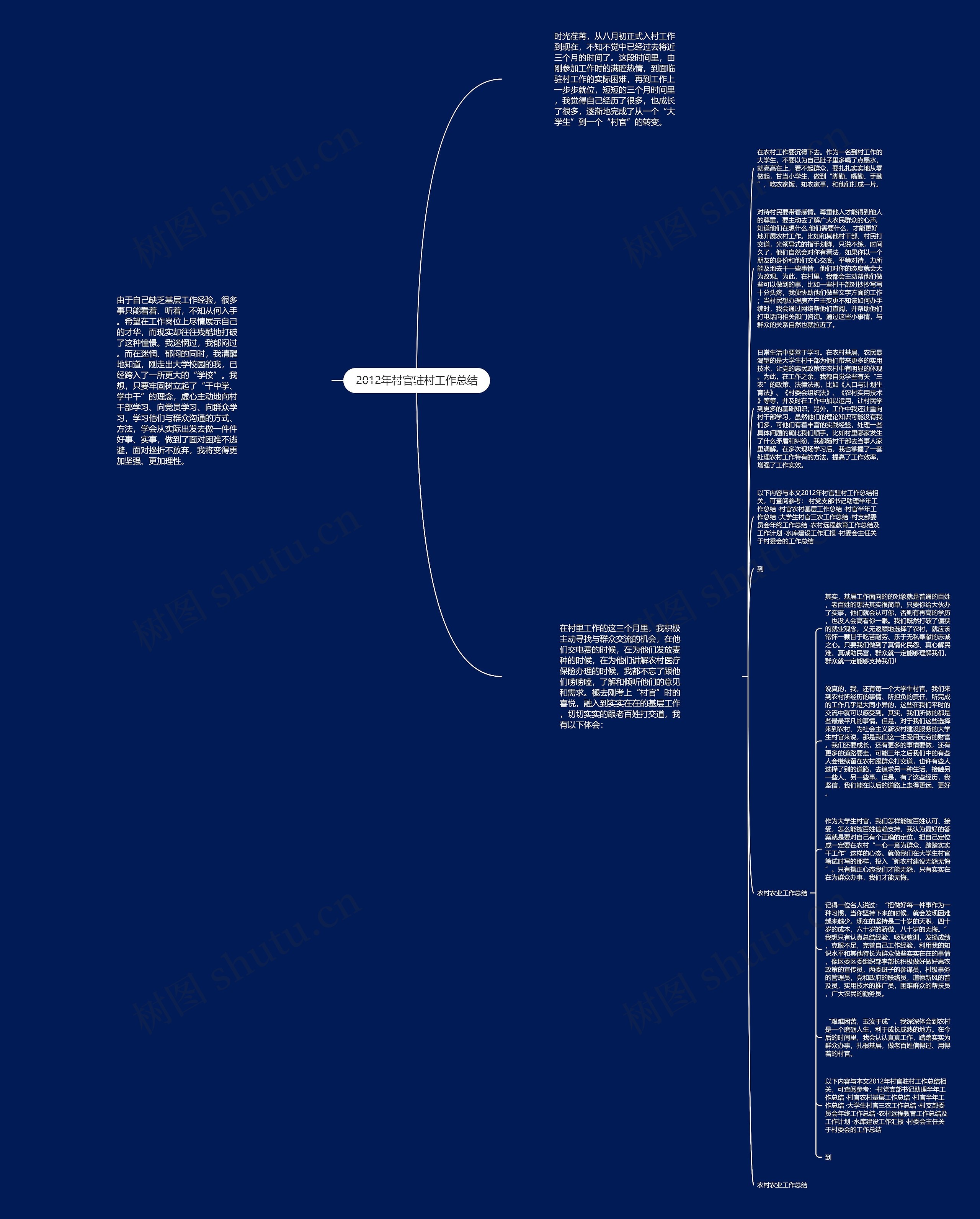 2012年村官驻村工作总结思维导图