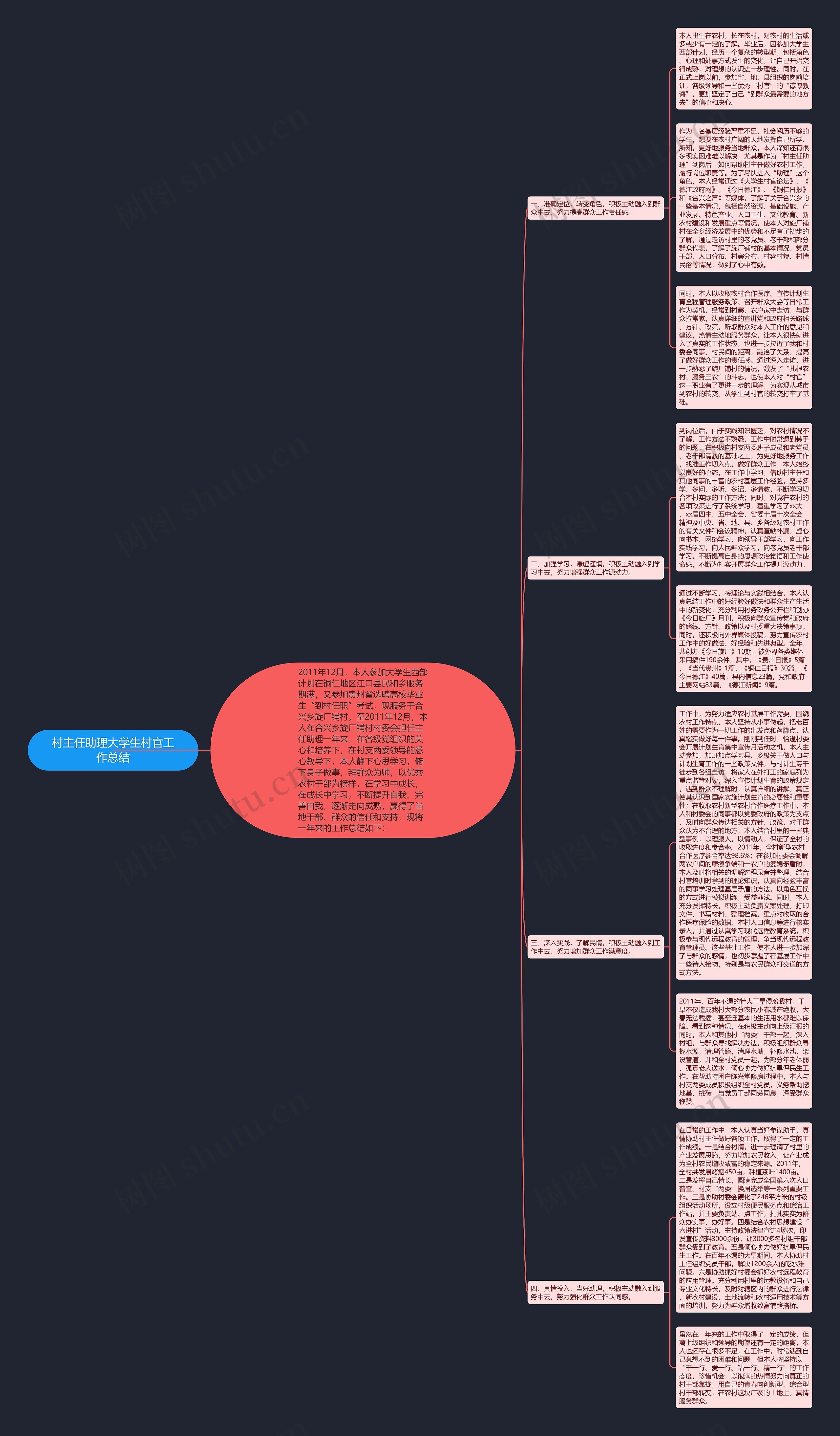 村主任助理大学生村官工作总结思维导图