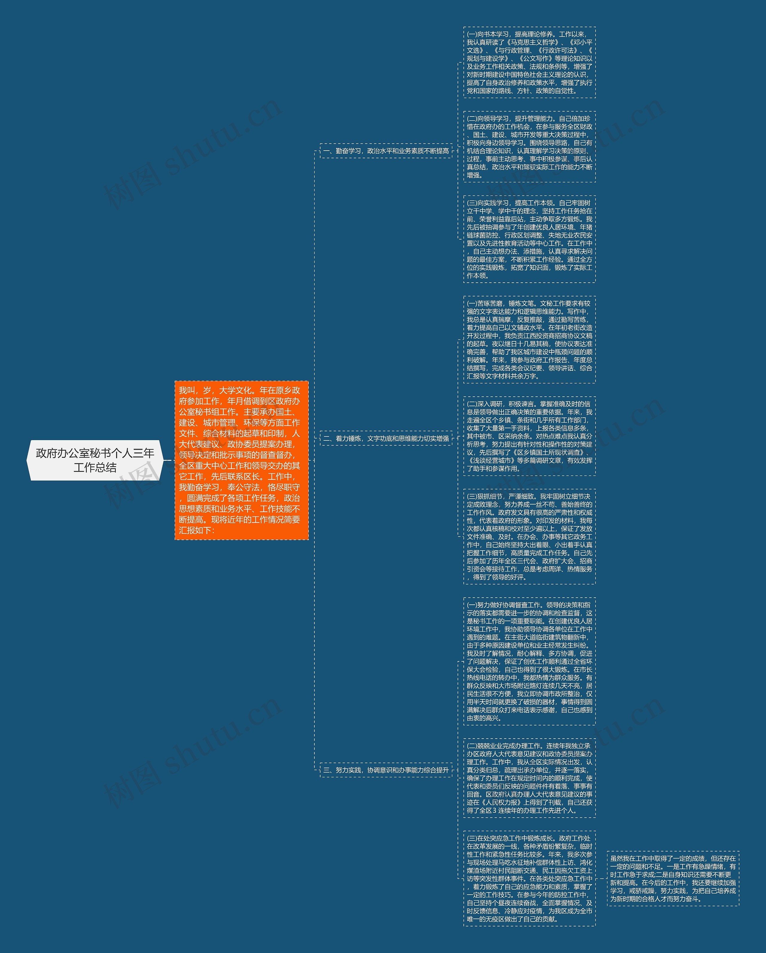政府办公室秘书个人三年工作总结思维导图