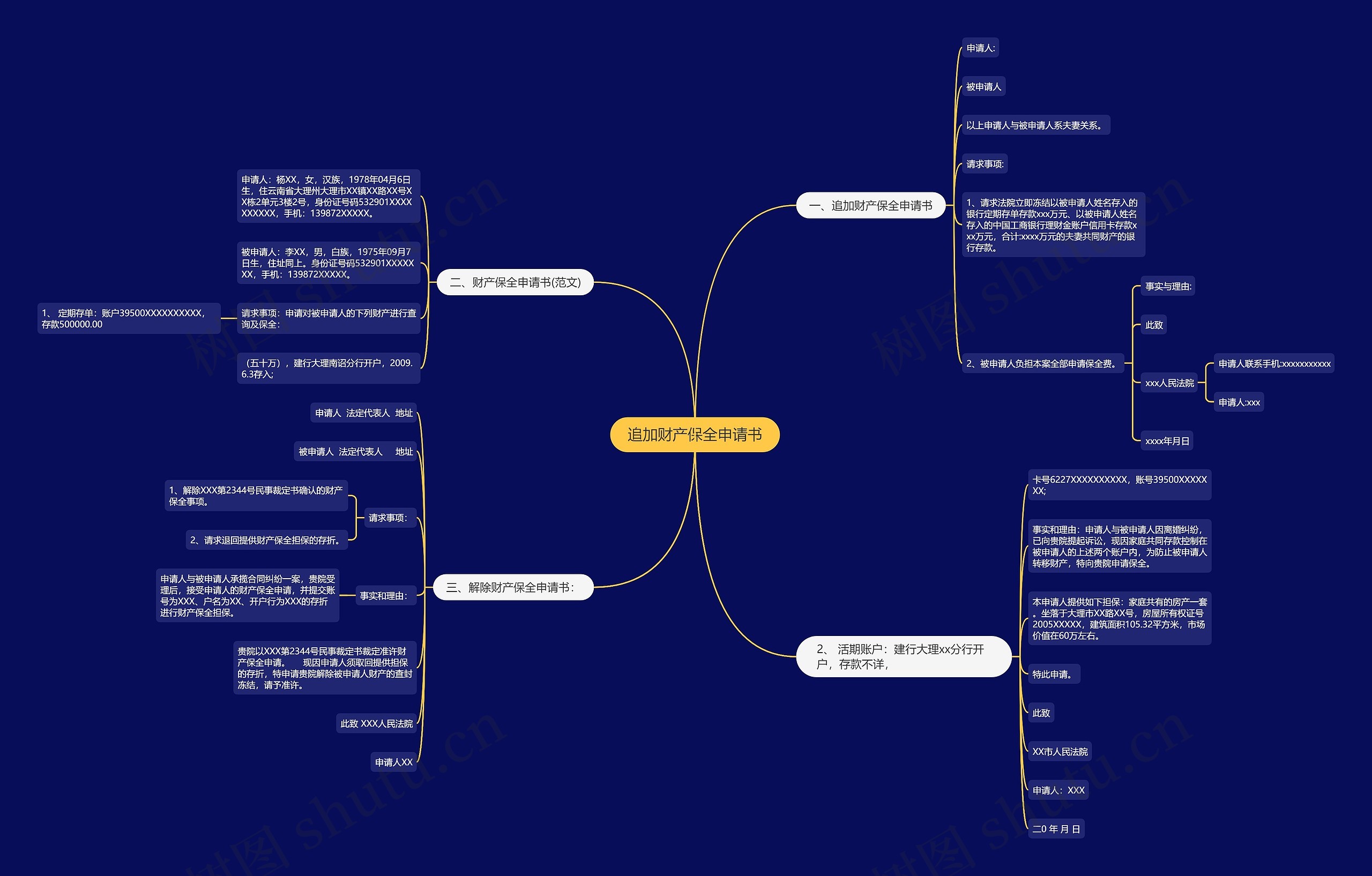 追加财产保全申请书思维导图