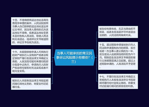 当事人可能承担的常见民事诉讼风险提示有哪些?（三）