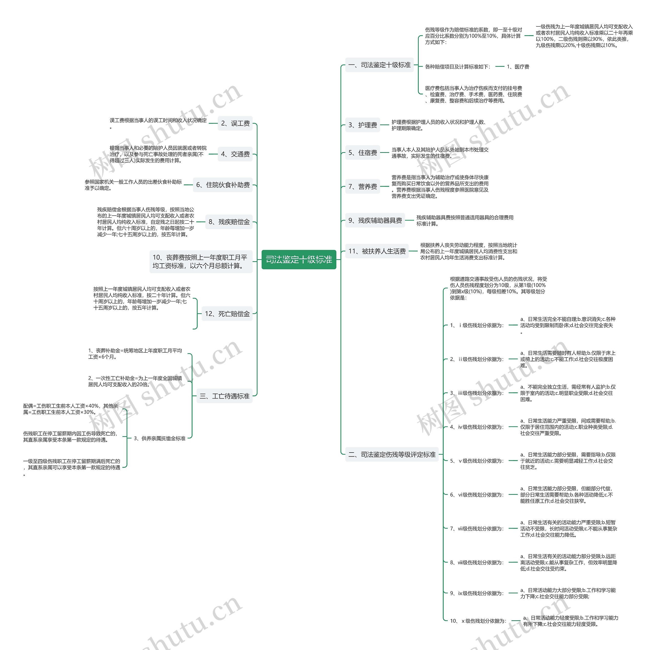 司法鉴定十级标准思维导图