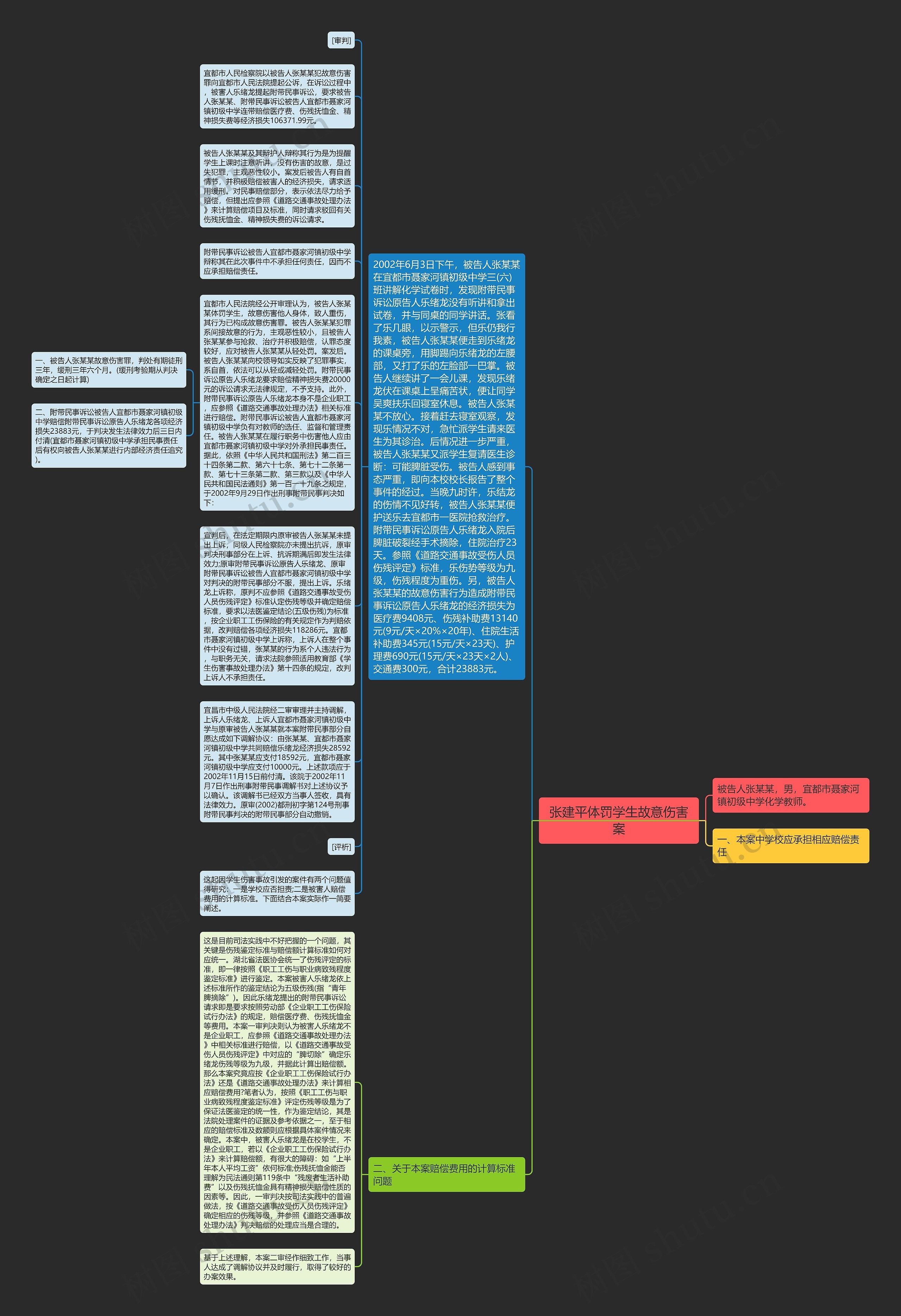 张建平体罚学生故意伤害案思维导图高清图 张建平体罚学生故意伤害案思维导图