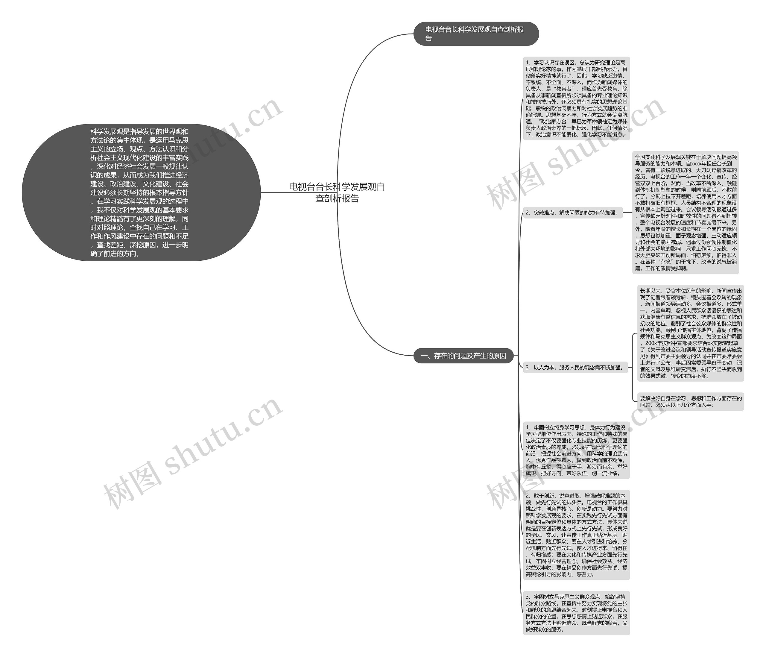 电视台台长科学发展观自查剖析报告思维导图