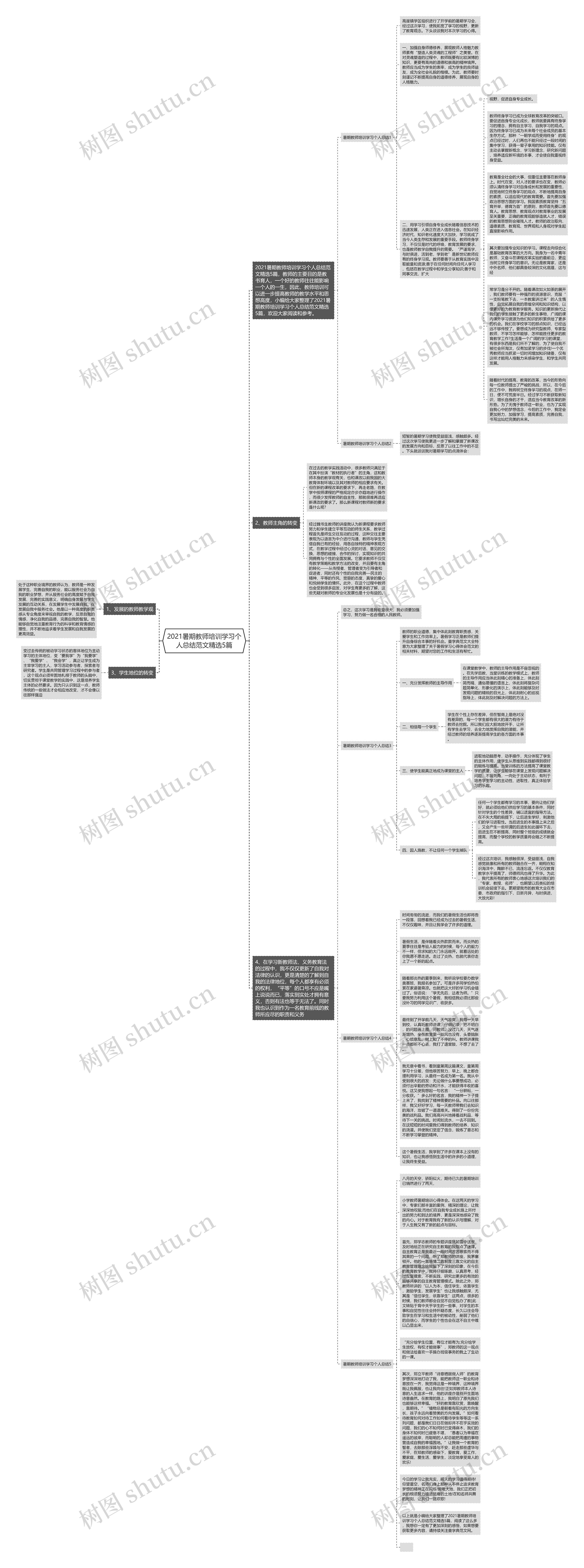 2021暑期教师培训学习个人总结范文精选5篇思维导图