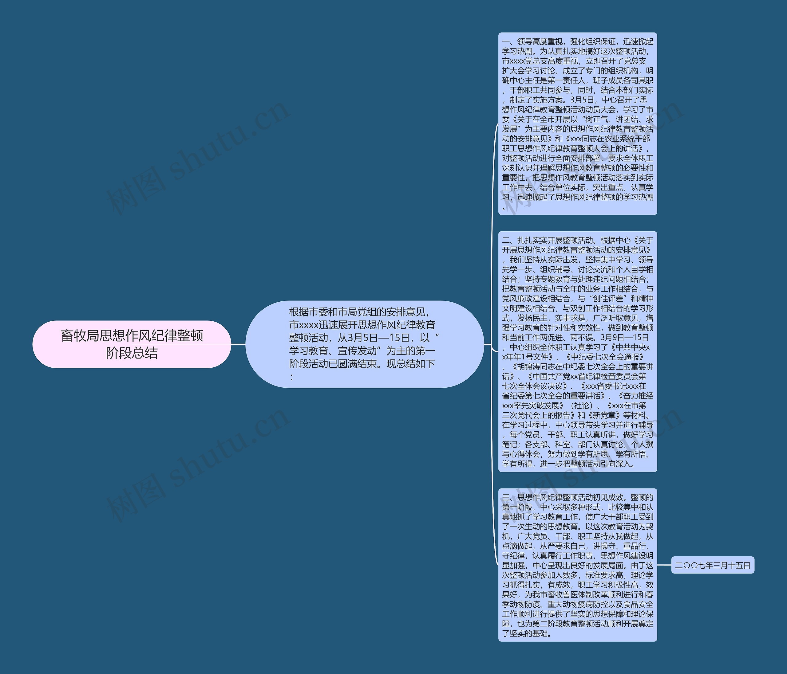 畜牧局思想作风纪律整顿阶段总结思维导图