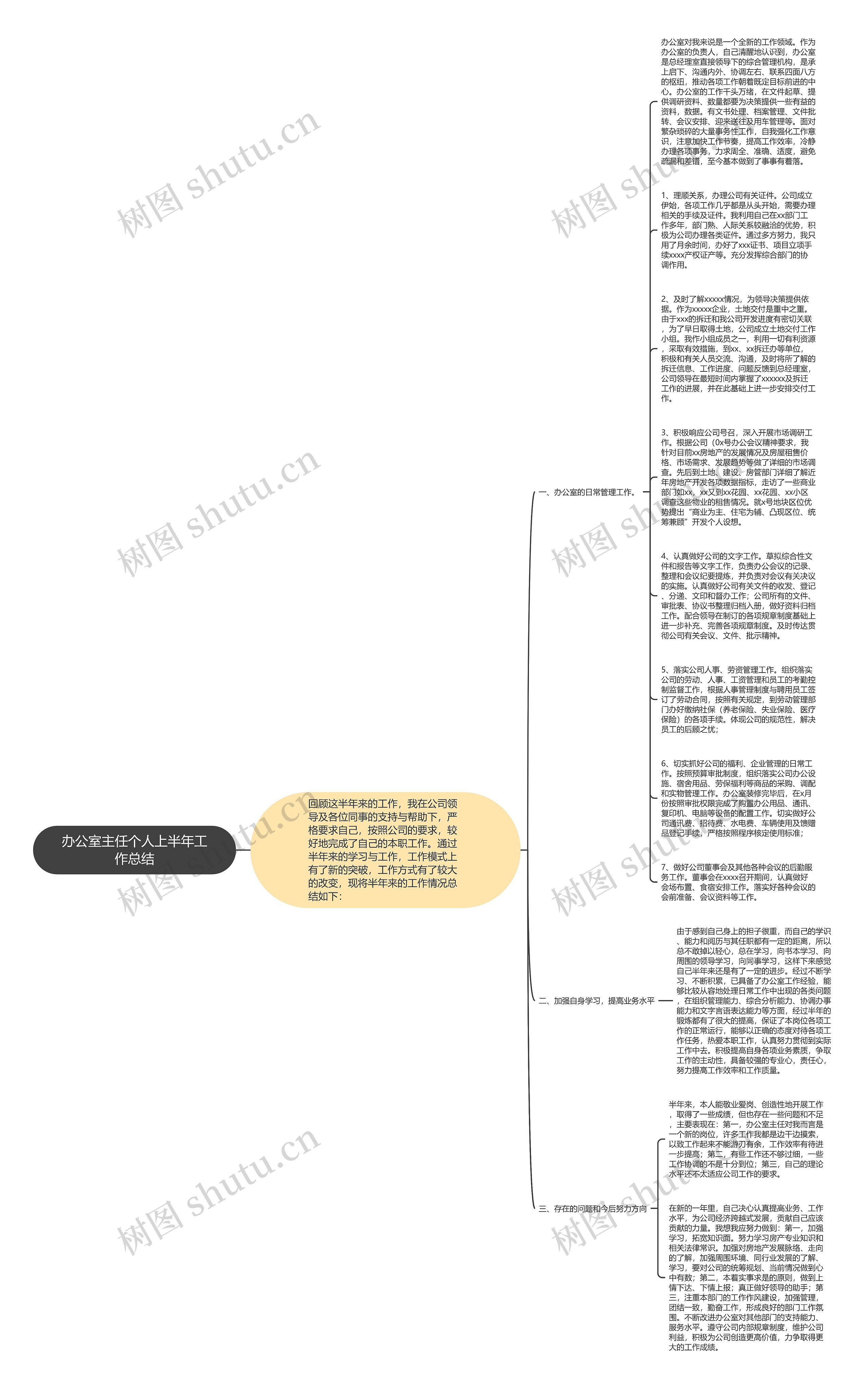 办公室主任个人上半年工作总结思维导图