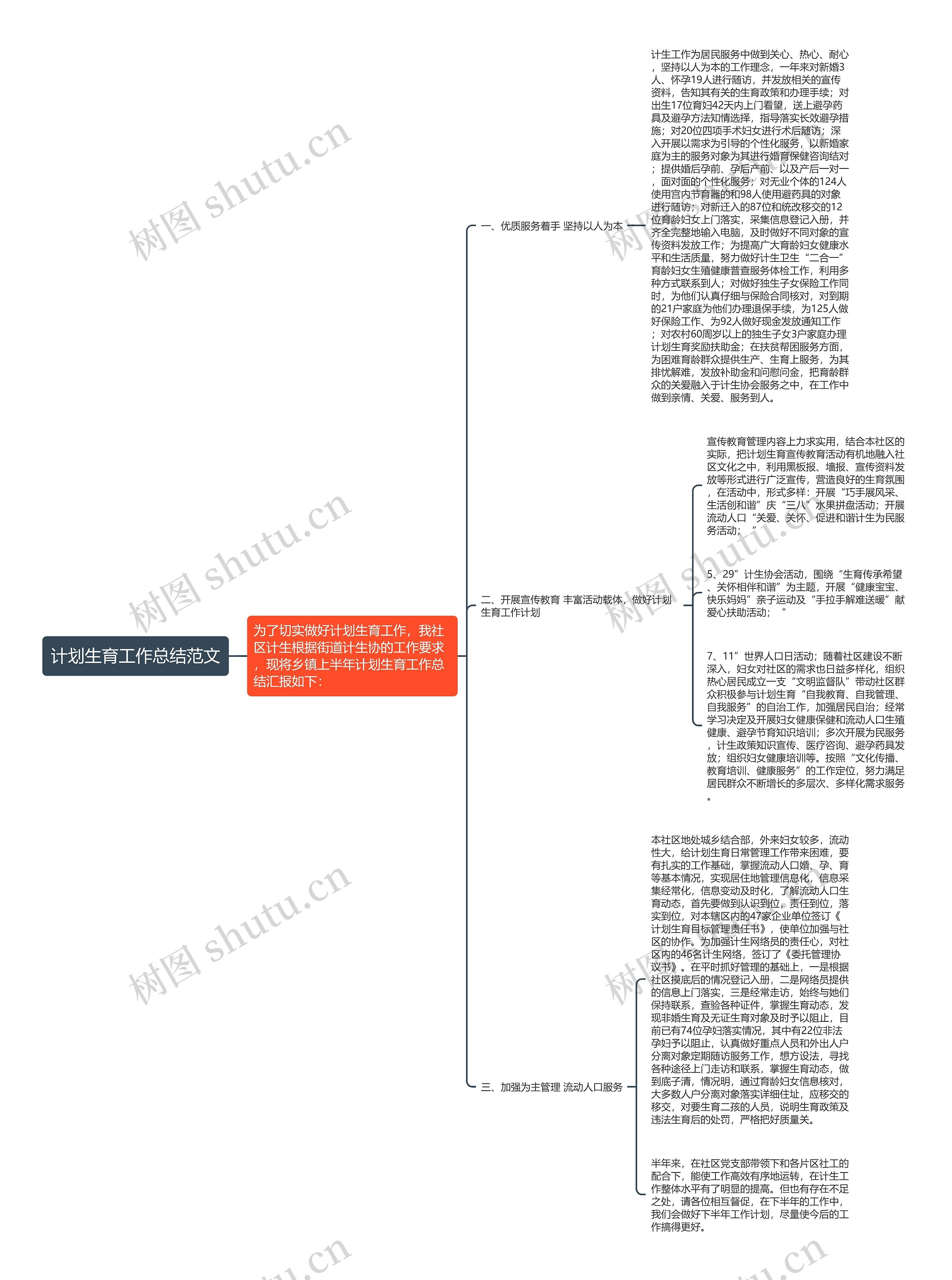 计划生育工作总结范文思维导图