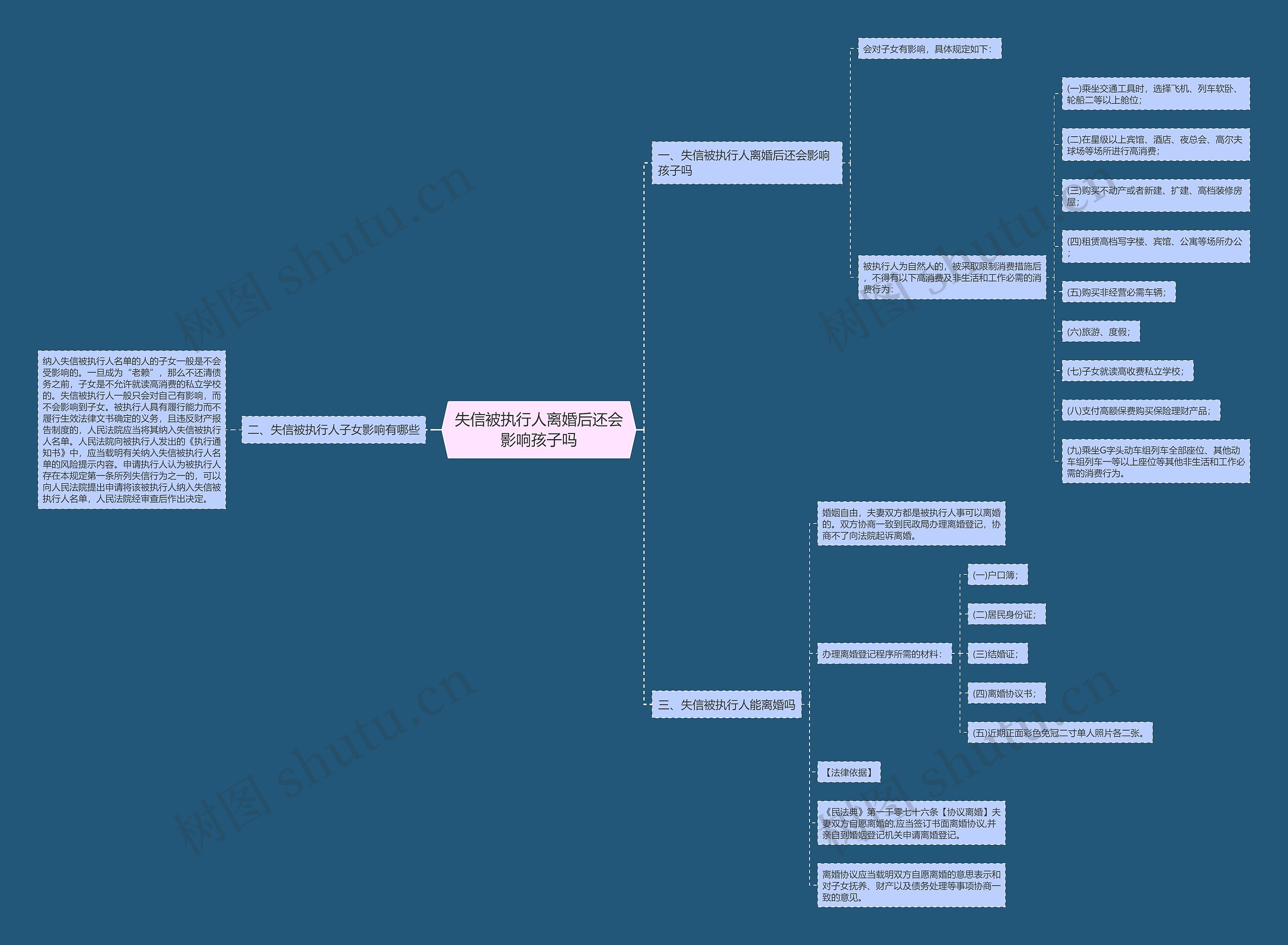 失信被执行人离婚后还会影响孩子吗思维导图