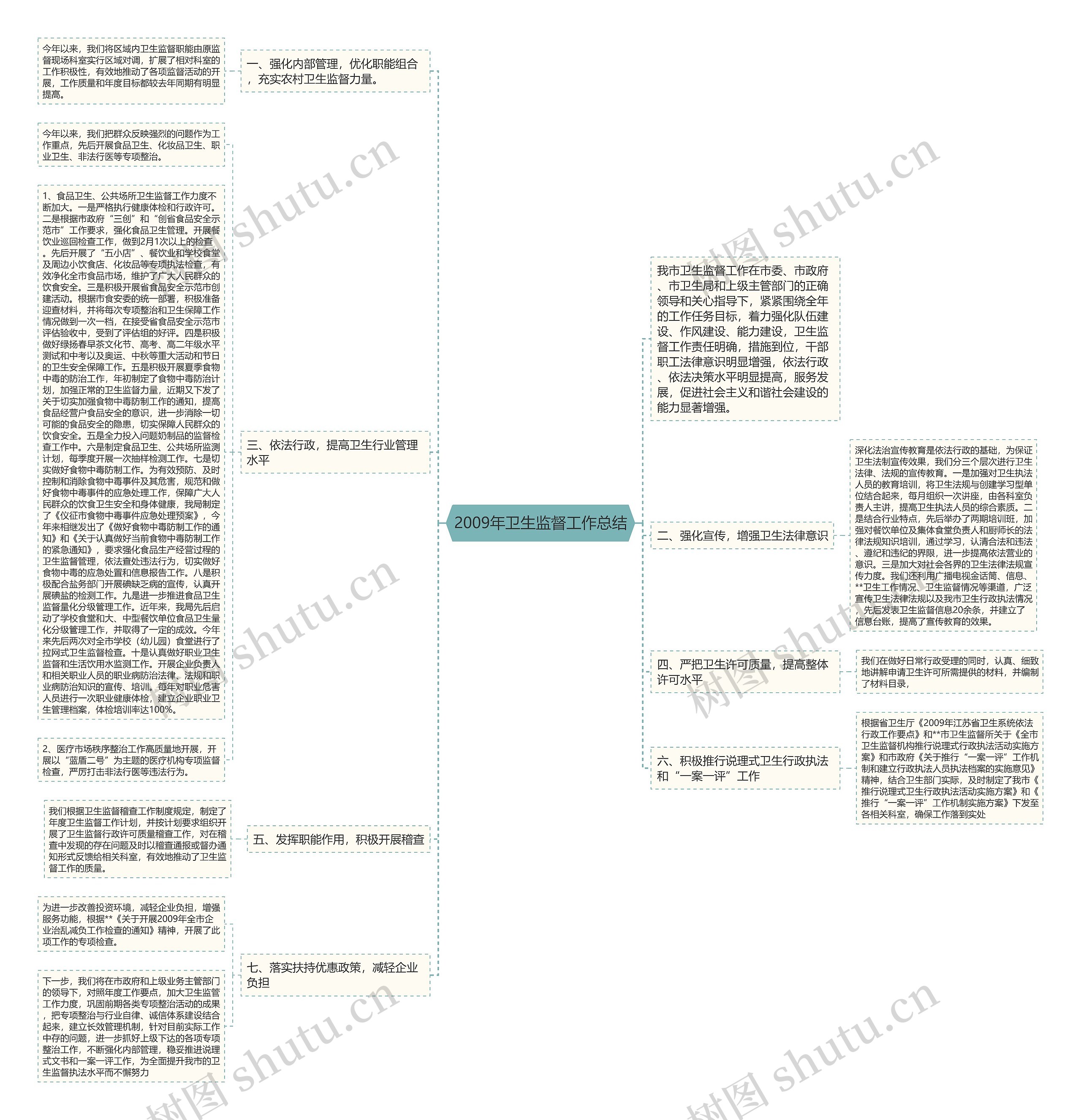 2009年卫生监督工作总结思维导图