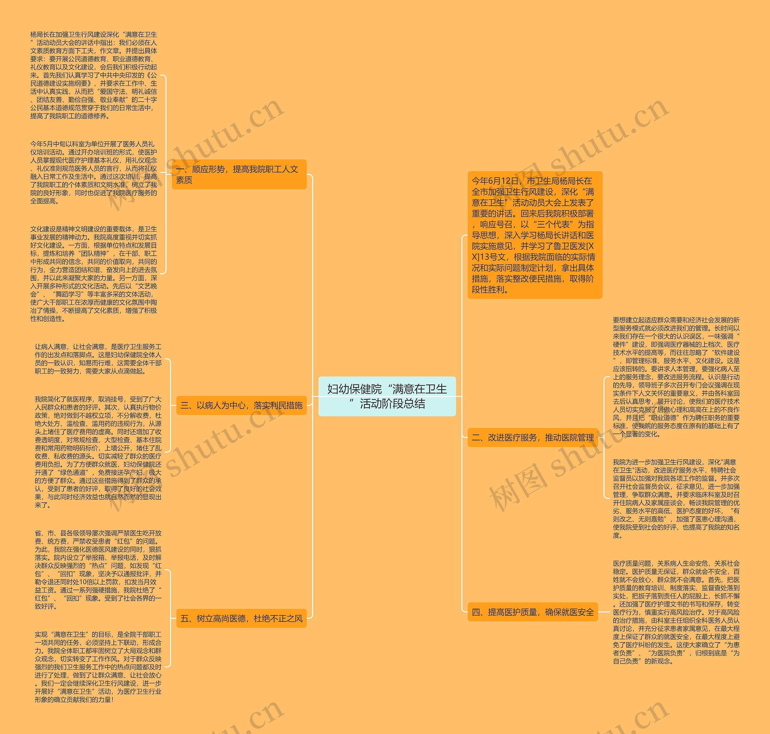 妇幼保健院“满意在卫生”活动阶段总结思维导图