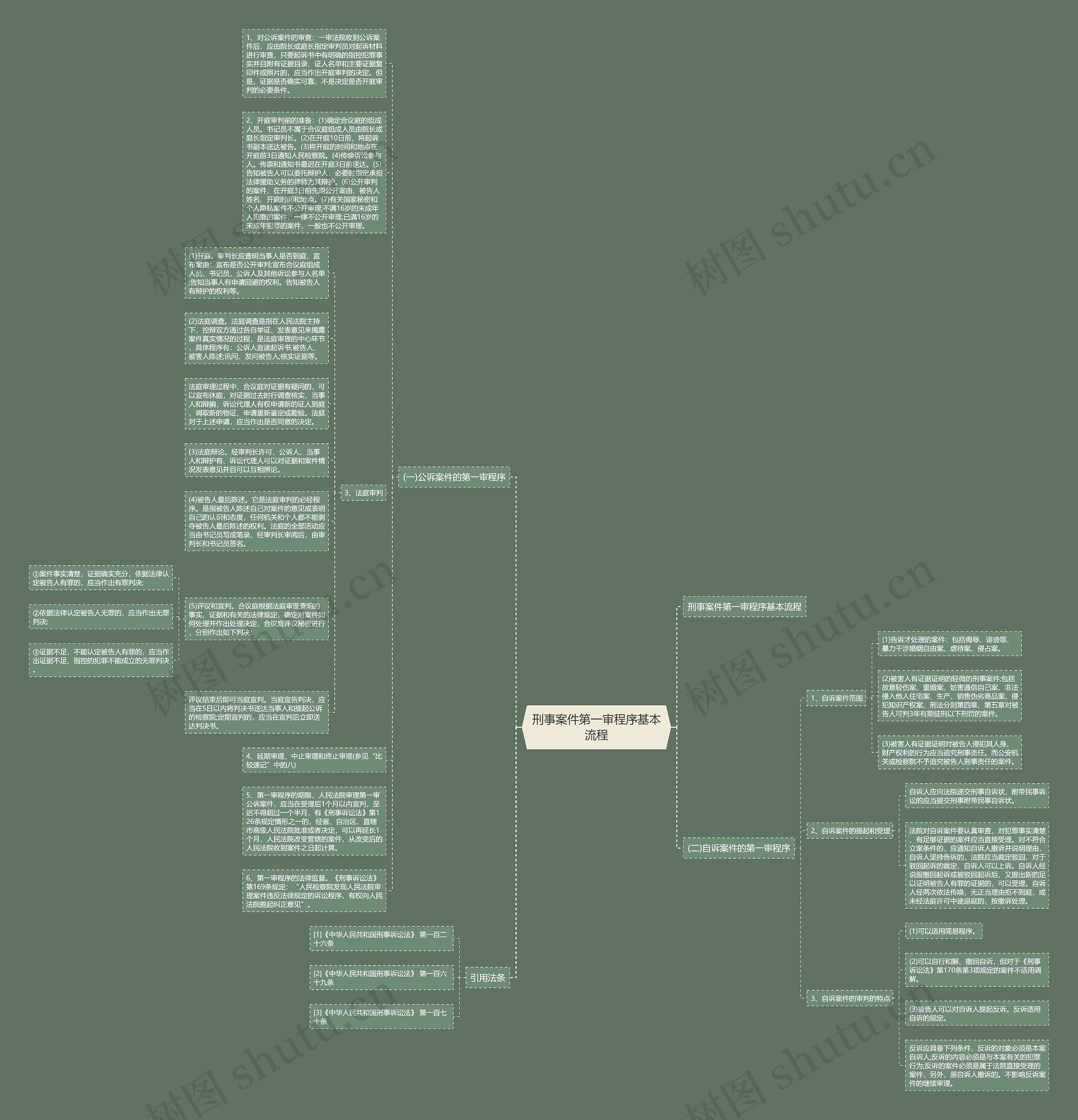 刑事案件第一审程序基本流程思维导图