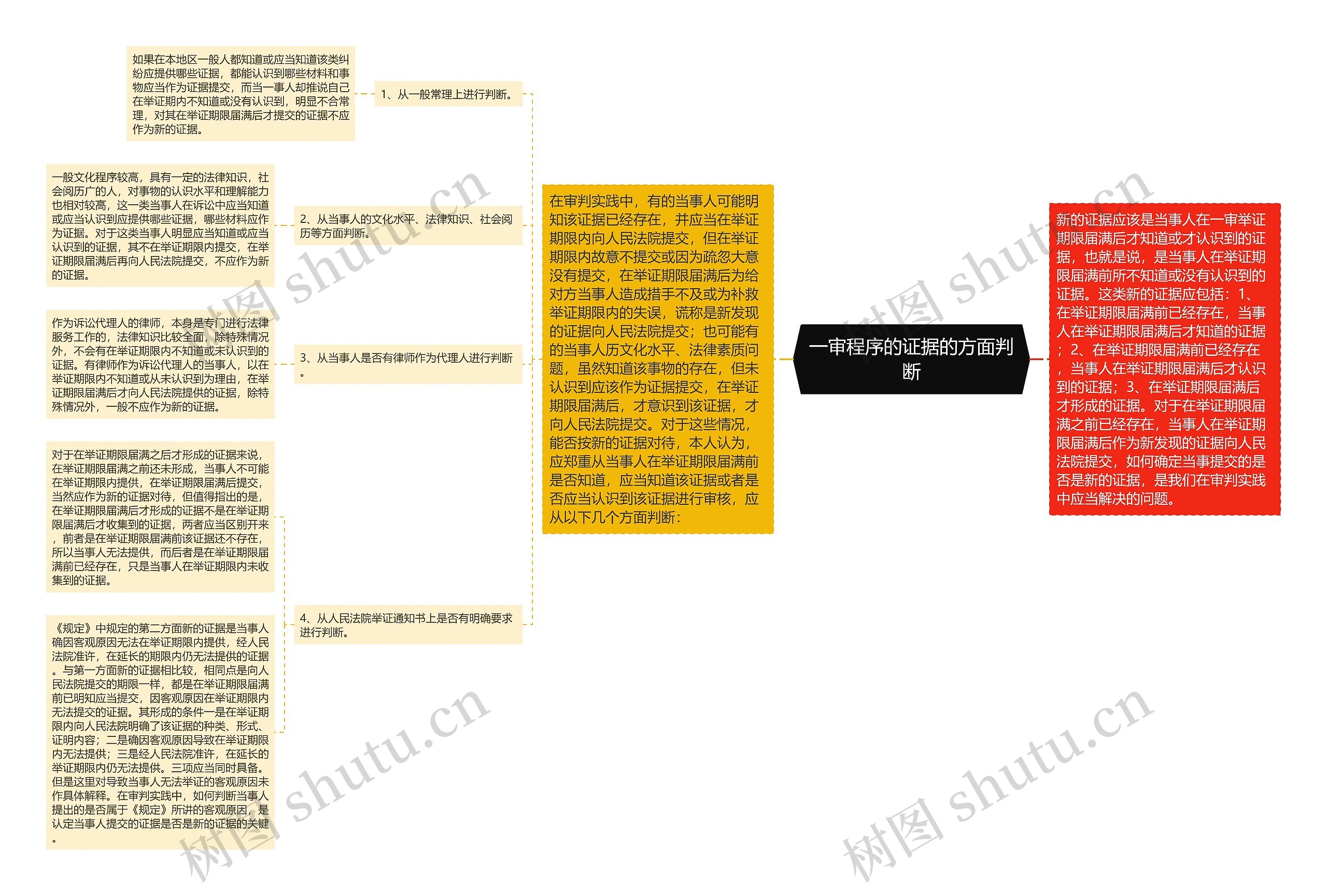 一审程序的证据的方面判断思维导图