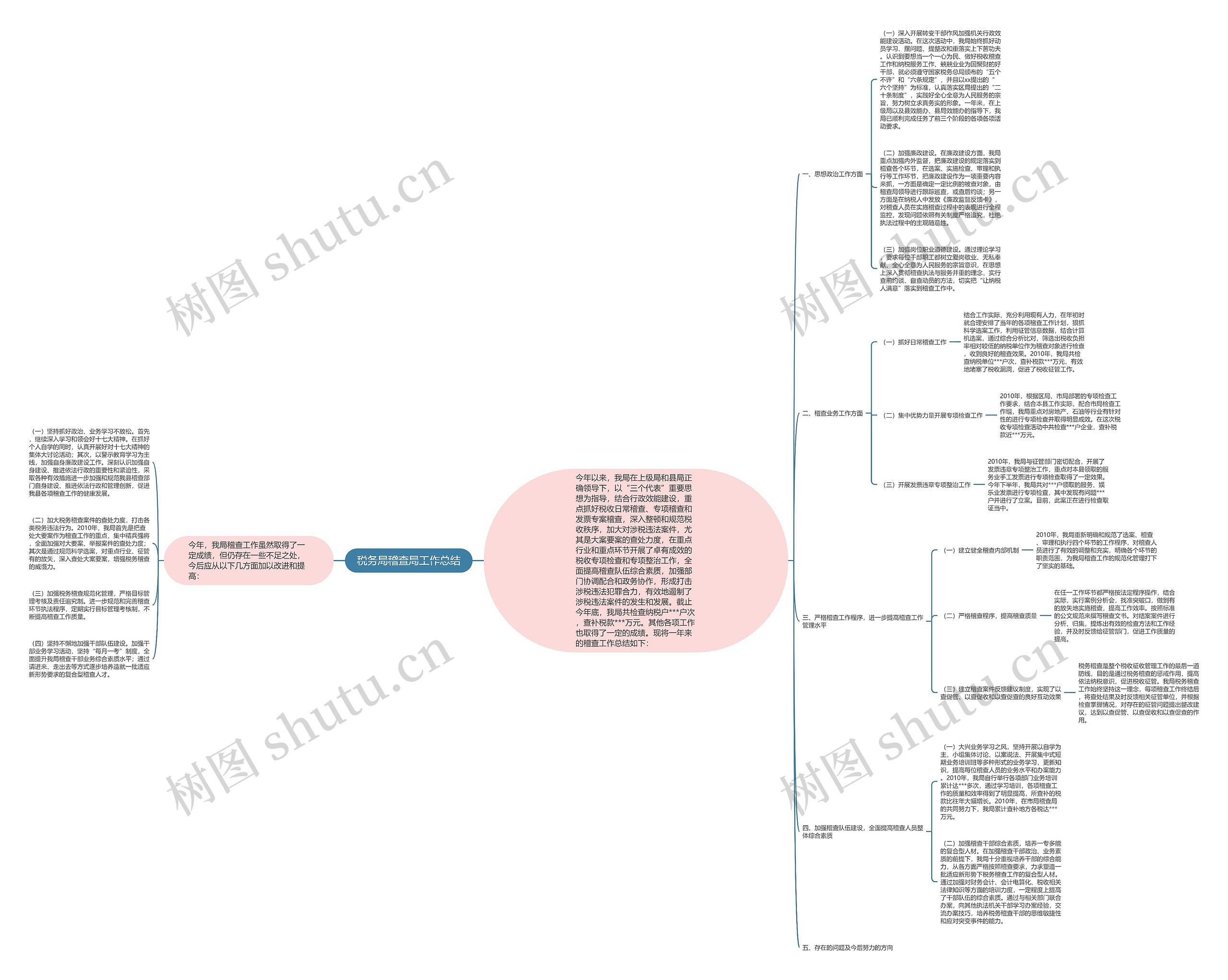 税务局稽查局工作总结思维导图