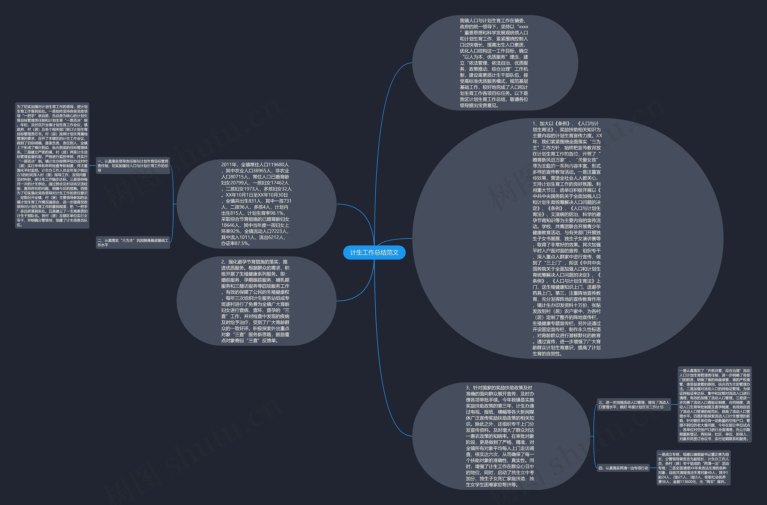 计生工作总结范文思维导图
