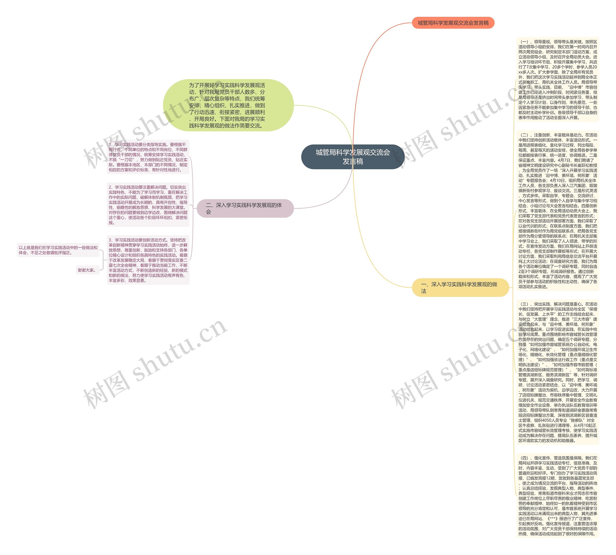 城管局科学发展观交流会发言稿思维导图