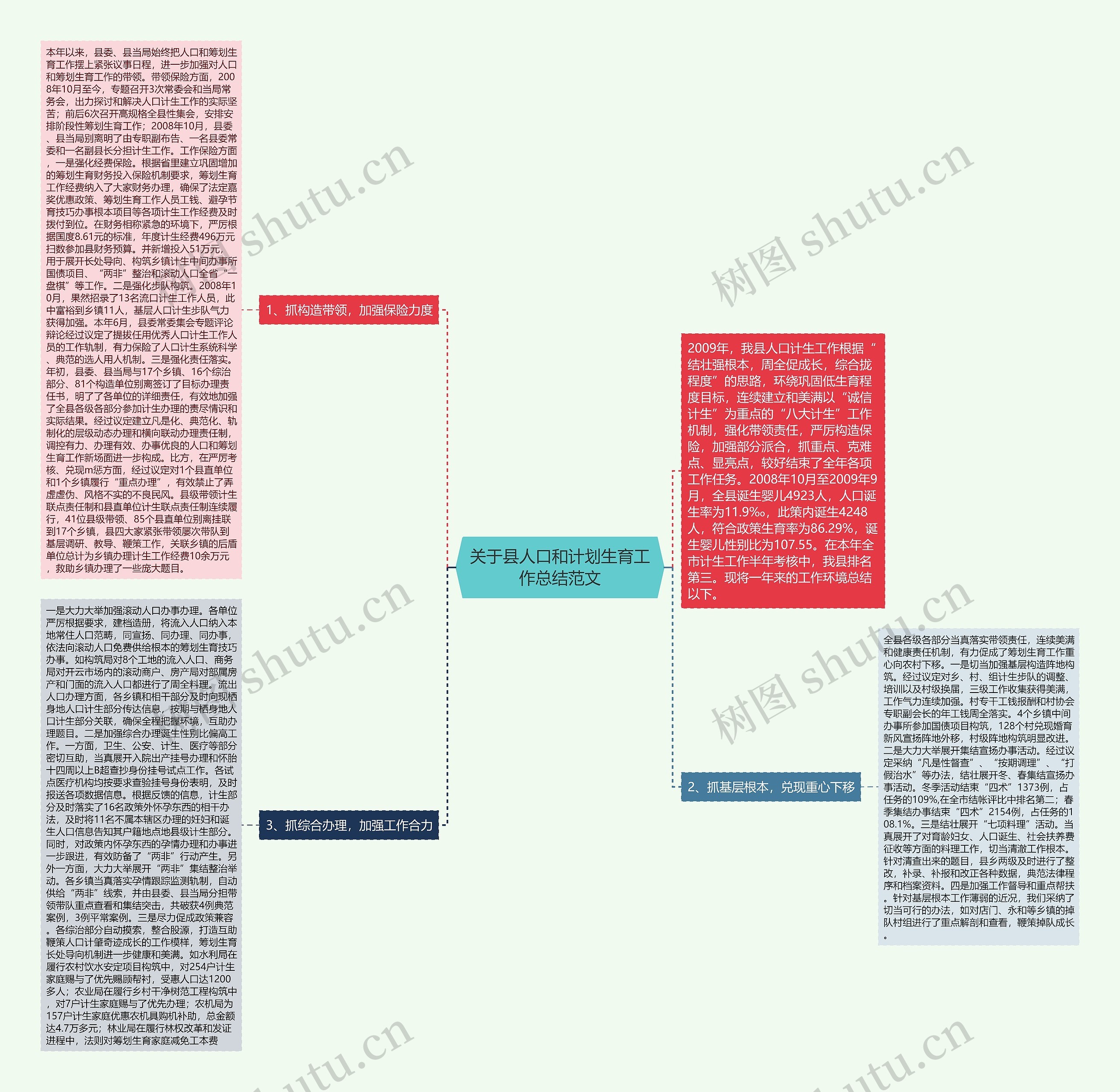 关于县人口和计划生育工作总结范文思维导图