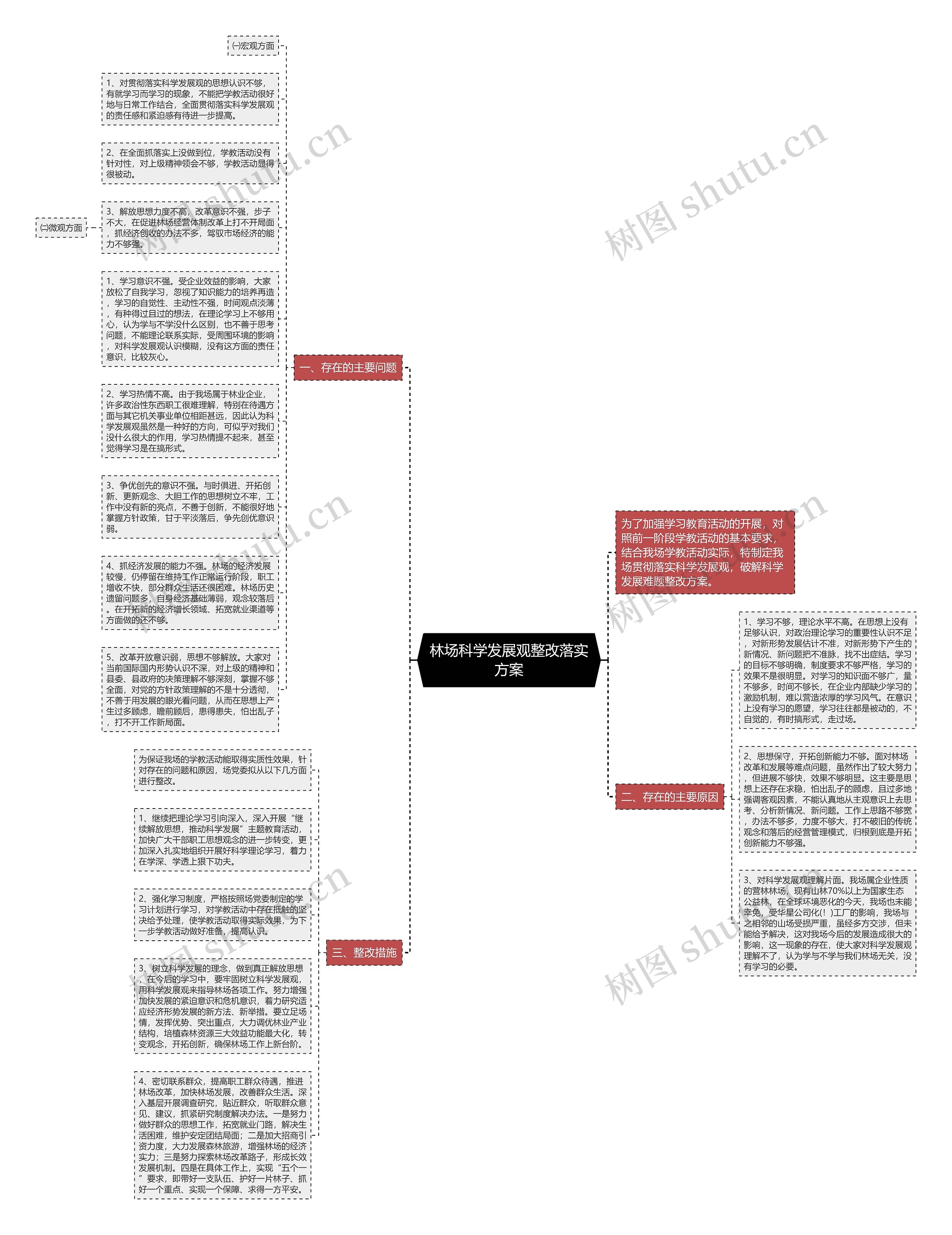 林场科学发展观整改落实方案思维导图