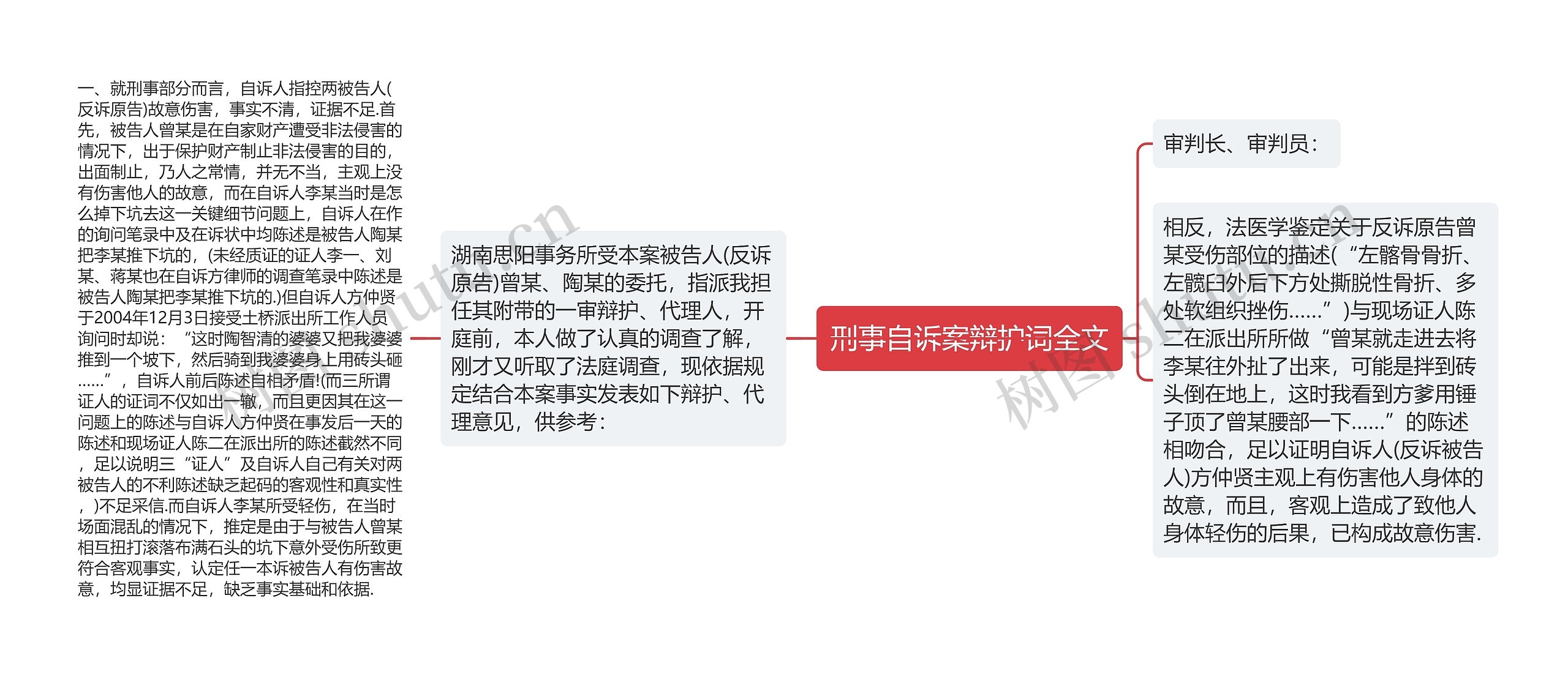 刑事自诉案辩护词全文思维导图