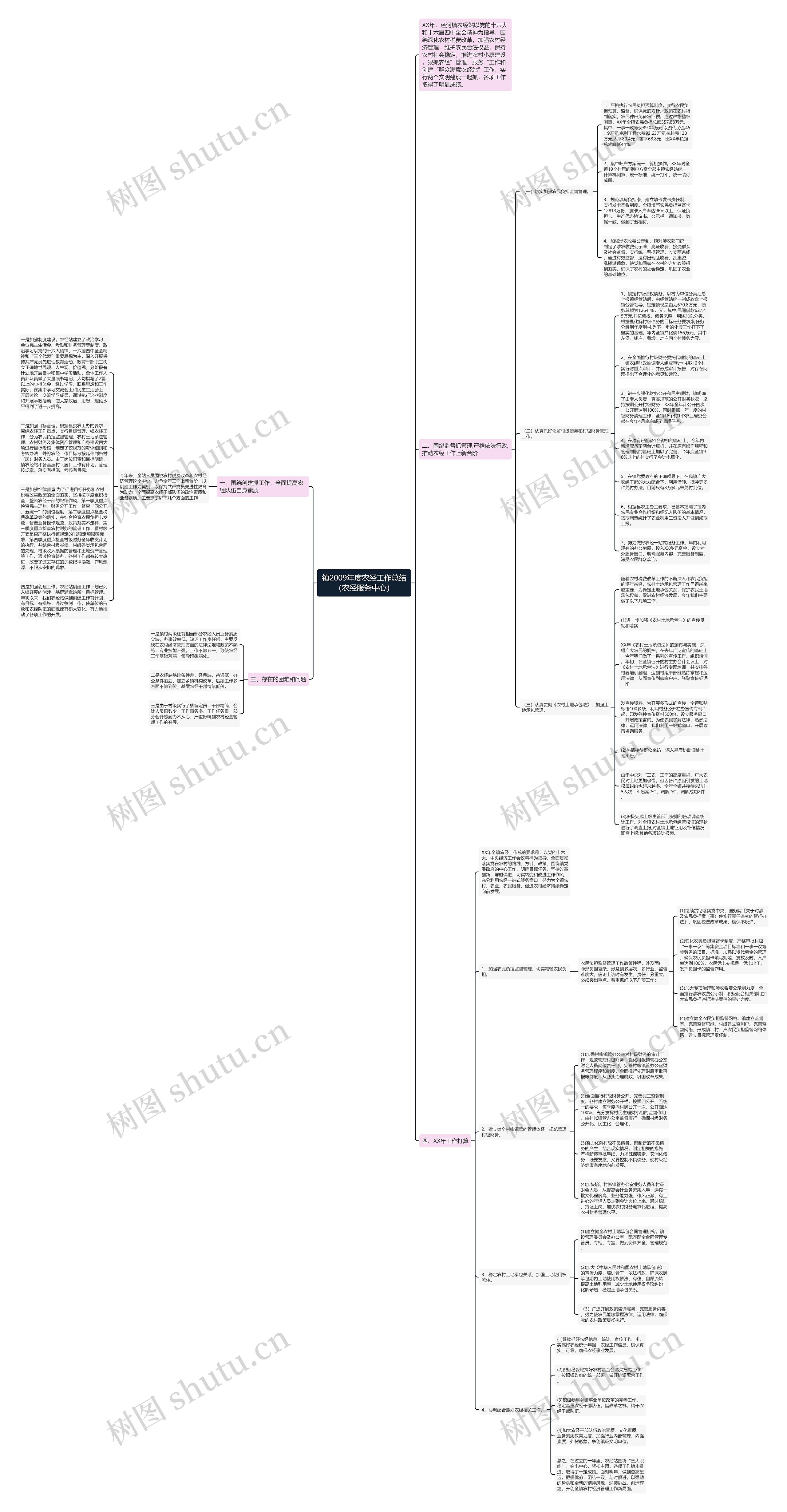 镇2009年度农经工作总结（农经服务中心）思维导图