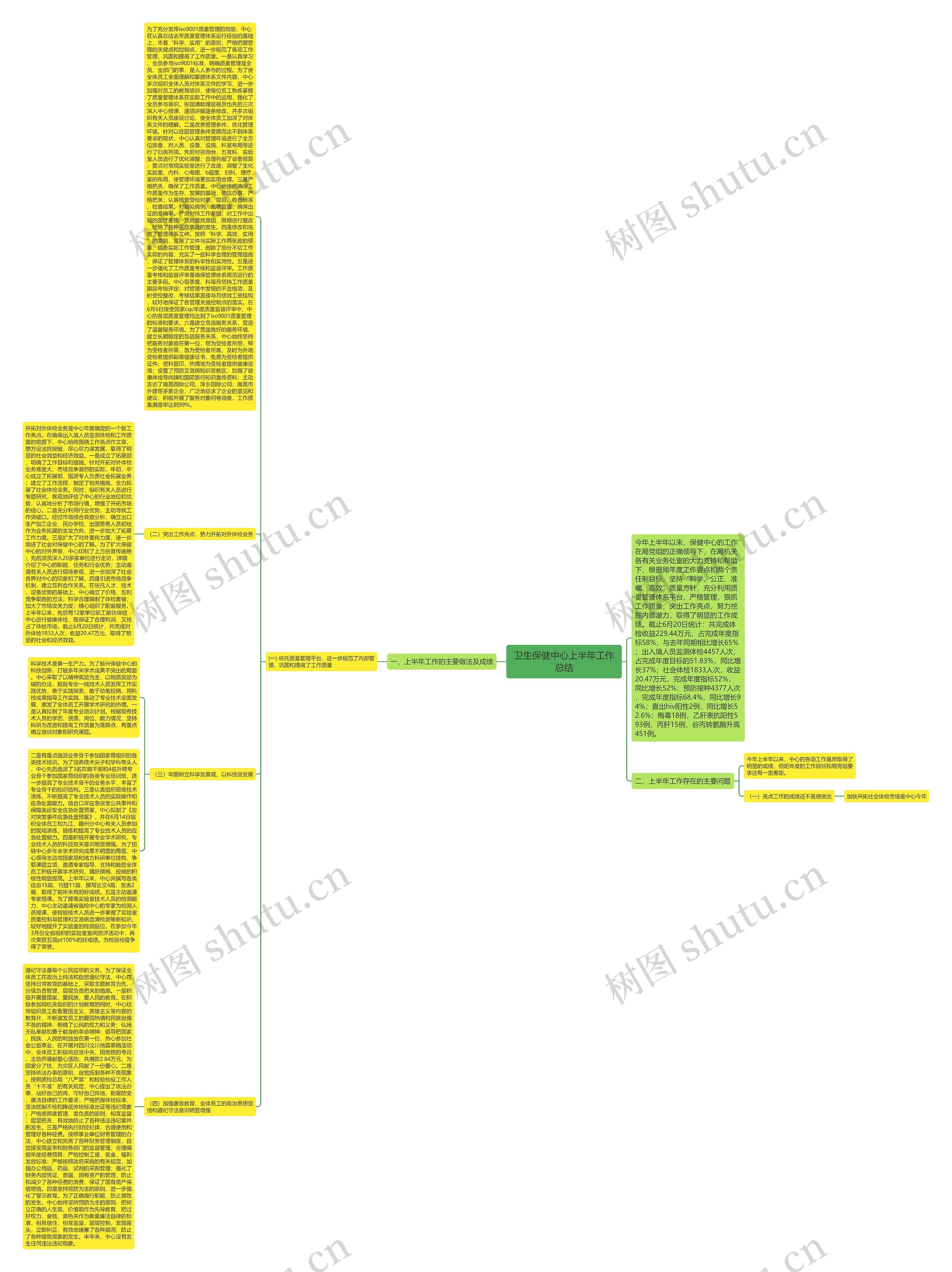 卫生保健中心上半年工作总结思维导图