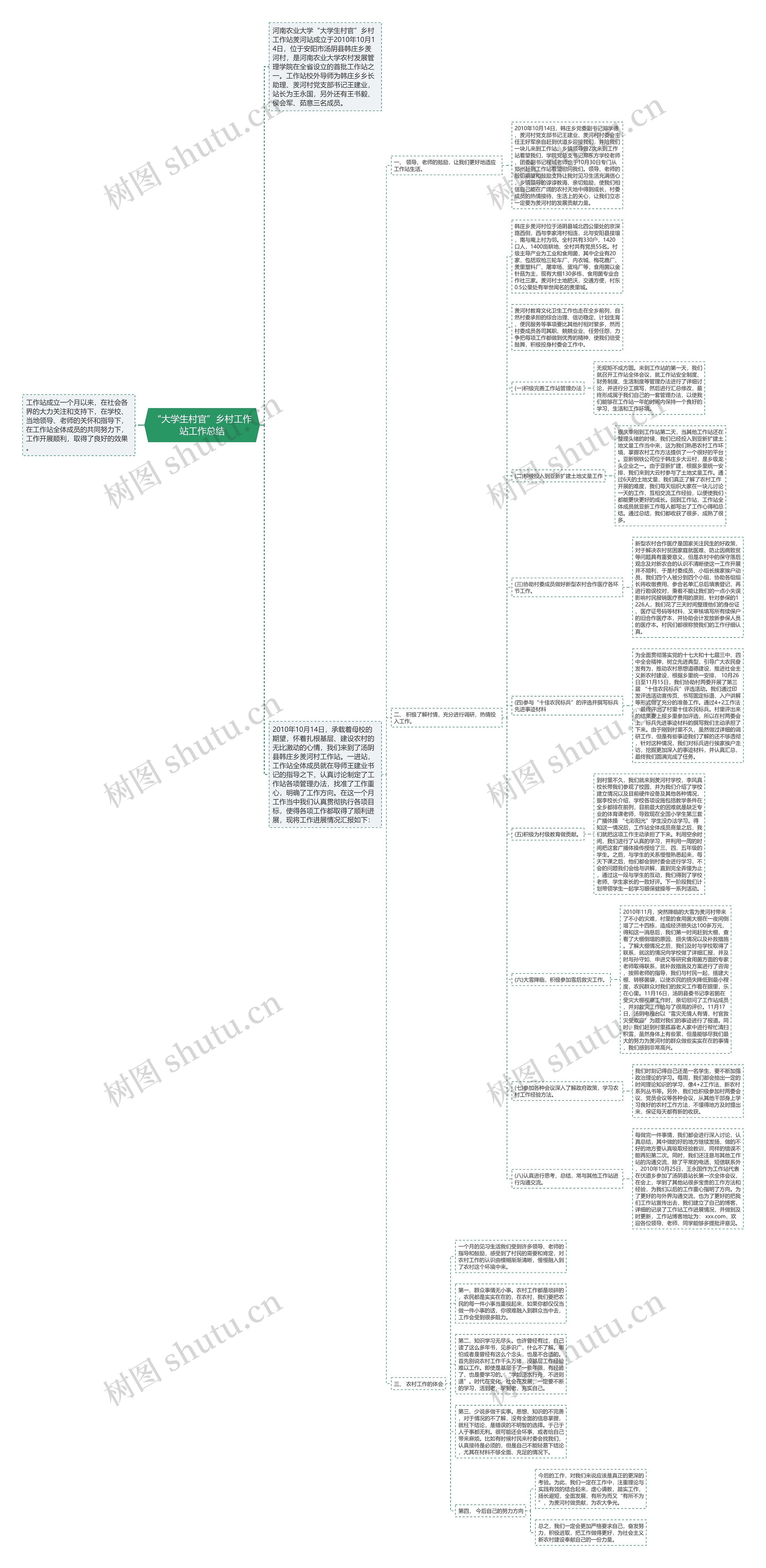 “大学生村官”乡村工作站工作总结思维导图