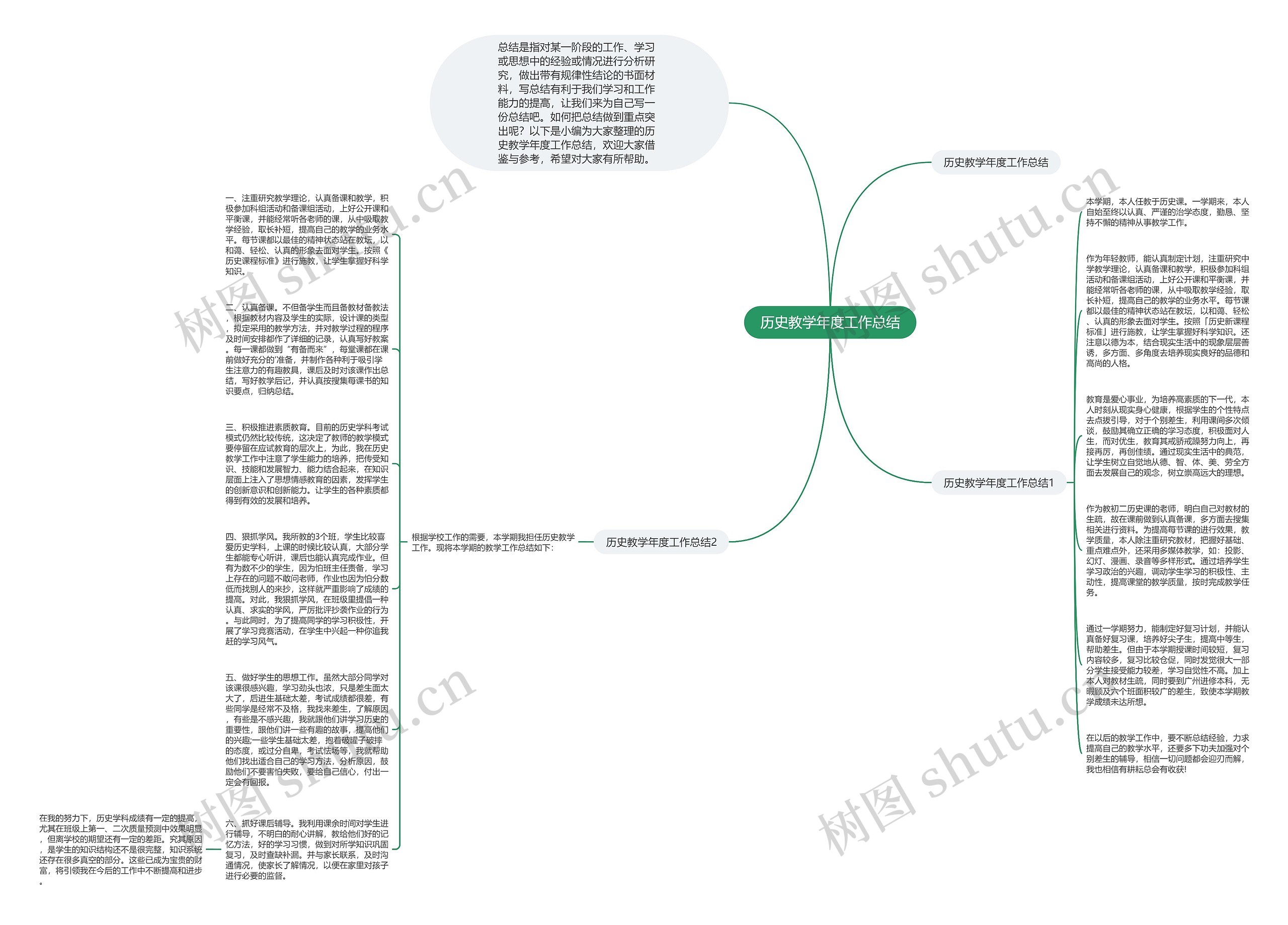 历史教学年度工作总结思维导图