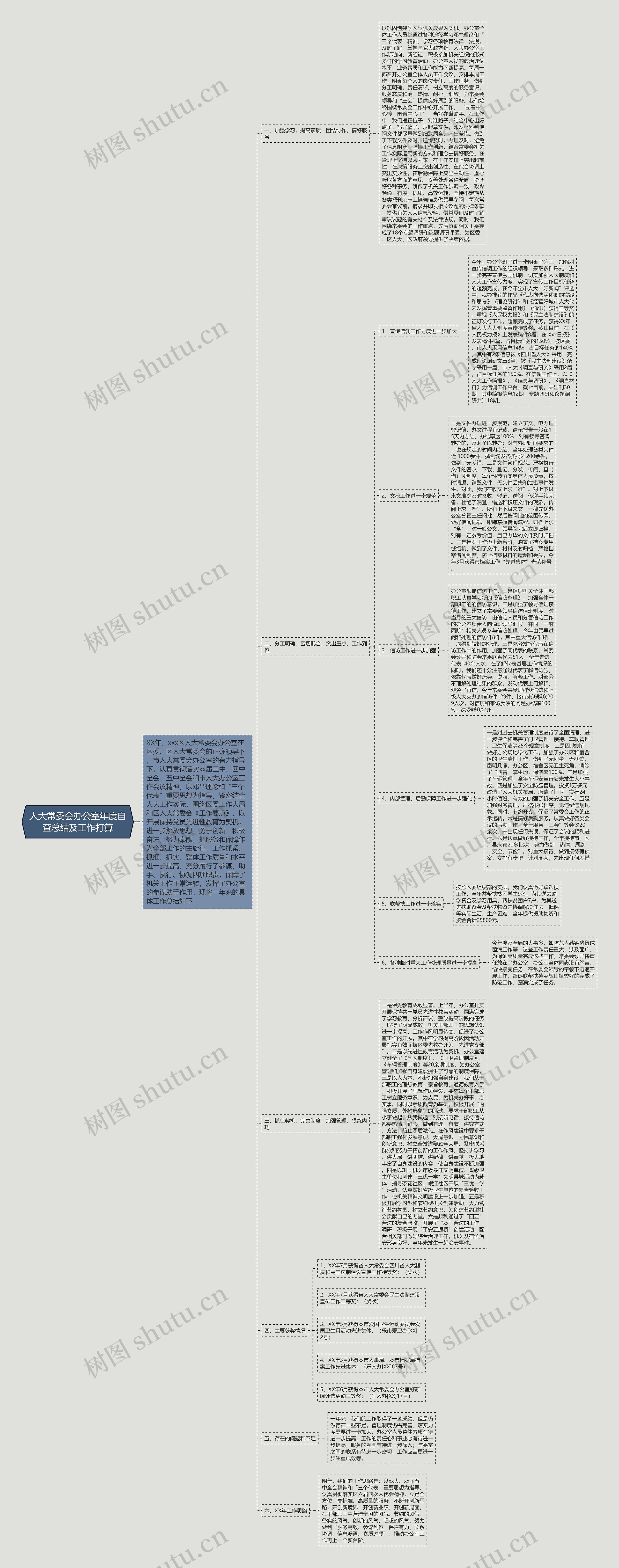 人大常委会办公室年度自查总结及工作打算思维导图