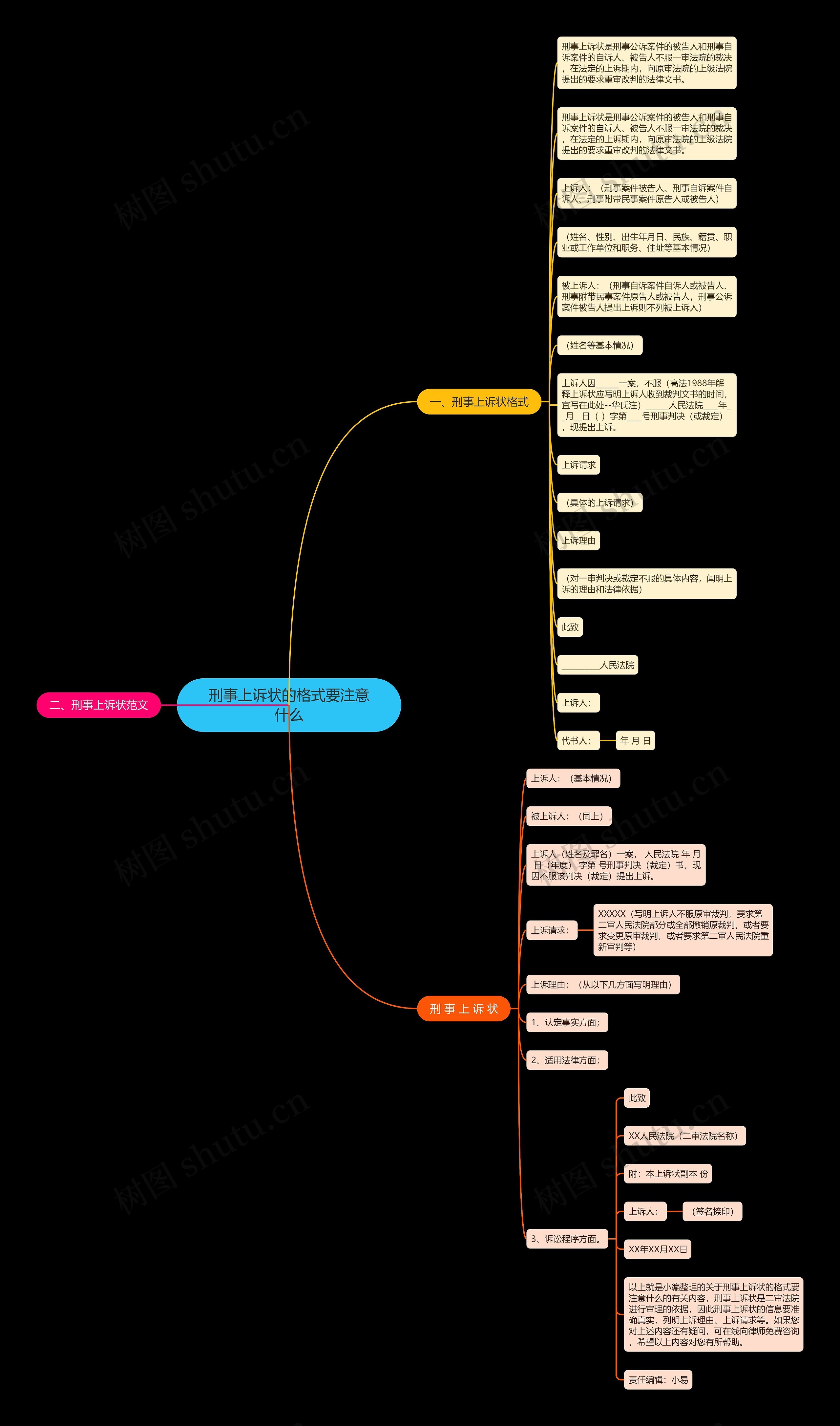 刑事上诉状的格式要注意什么思维导图