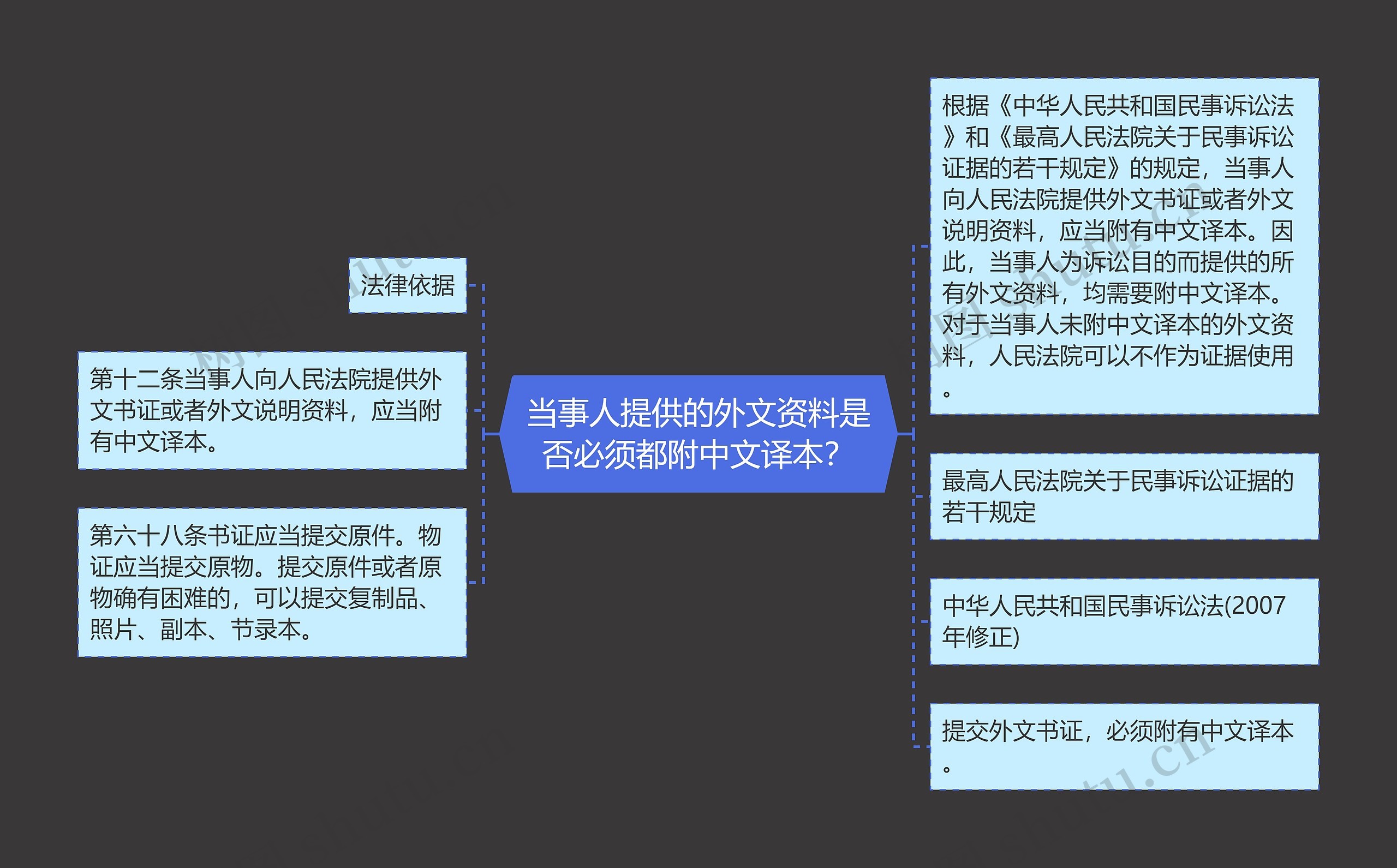 当事人提供的外文资料是否必须都附中文译本？思维导图