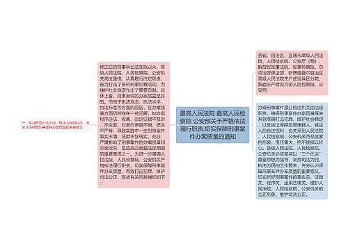 最高人民法院 最高人民检察院 公安部关于严格依法履行职责,切实保障刑事案件办案质量的通知