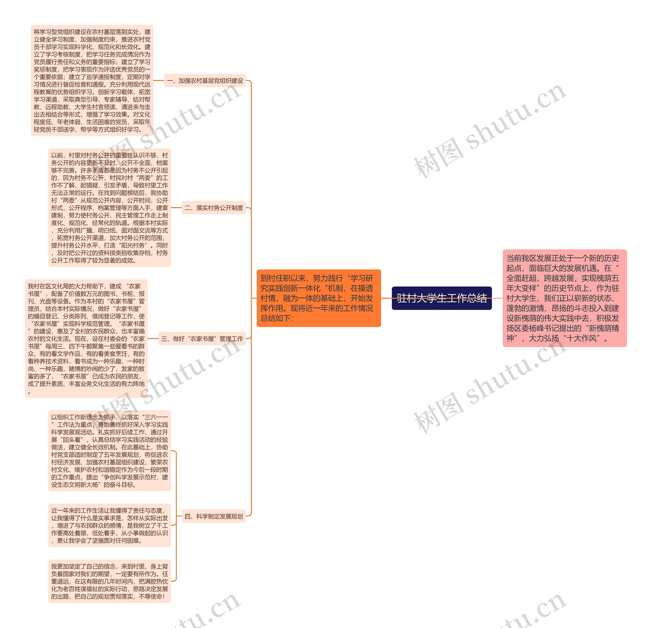 驻村大学生工作总结思维导图