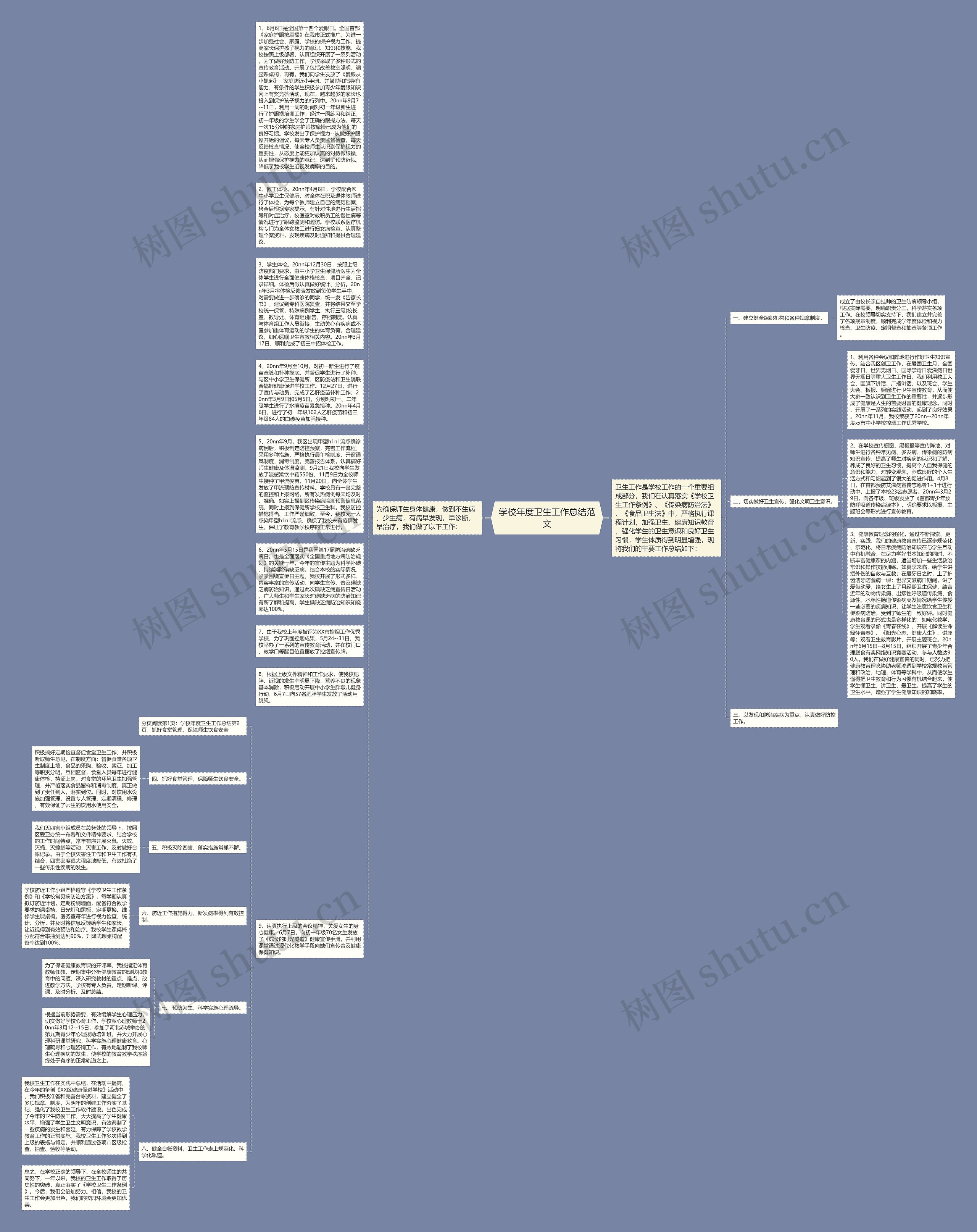 学校年度卫生工作总结范文思维导图