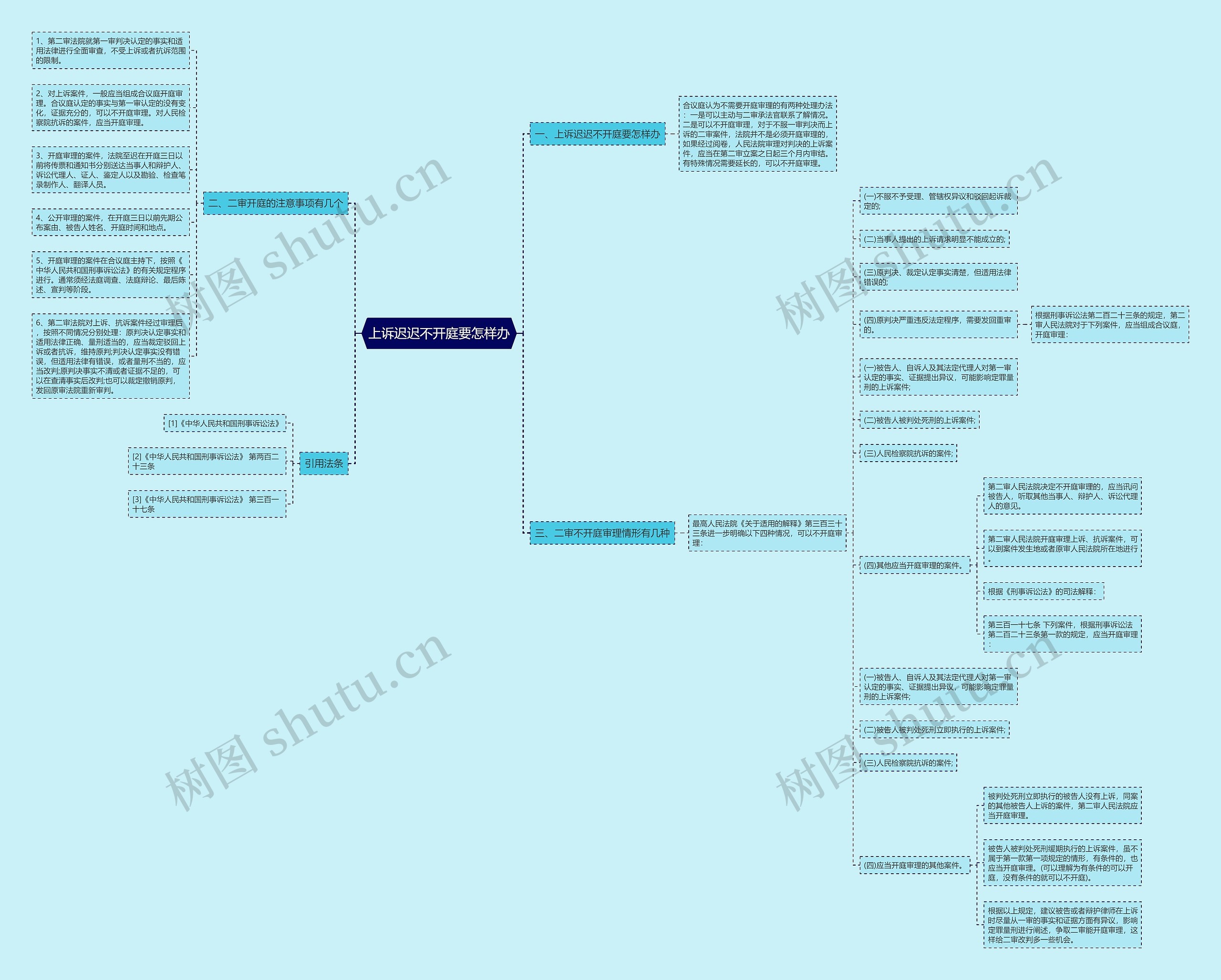 上诉迟迟不开庭要怎样办思维导图
