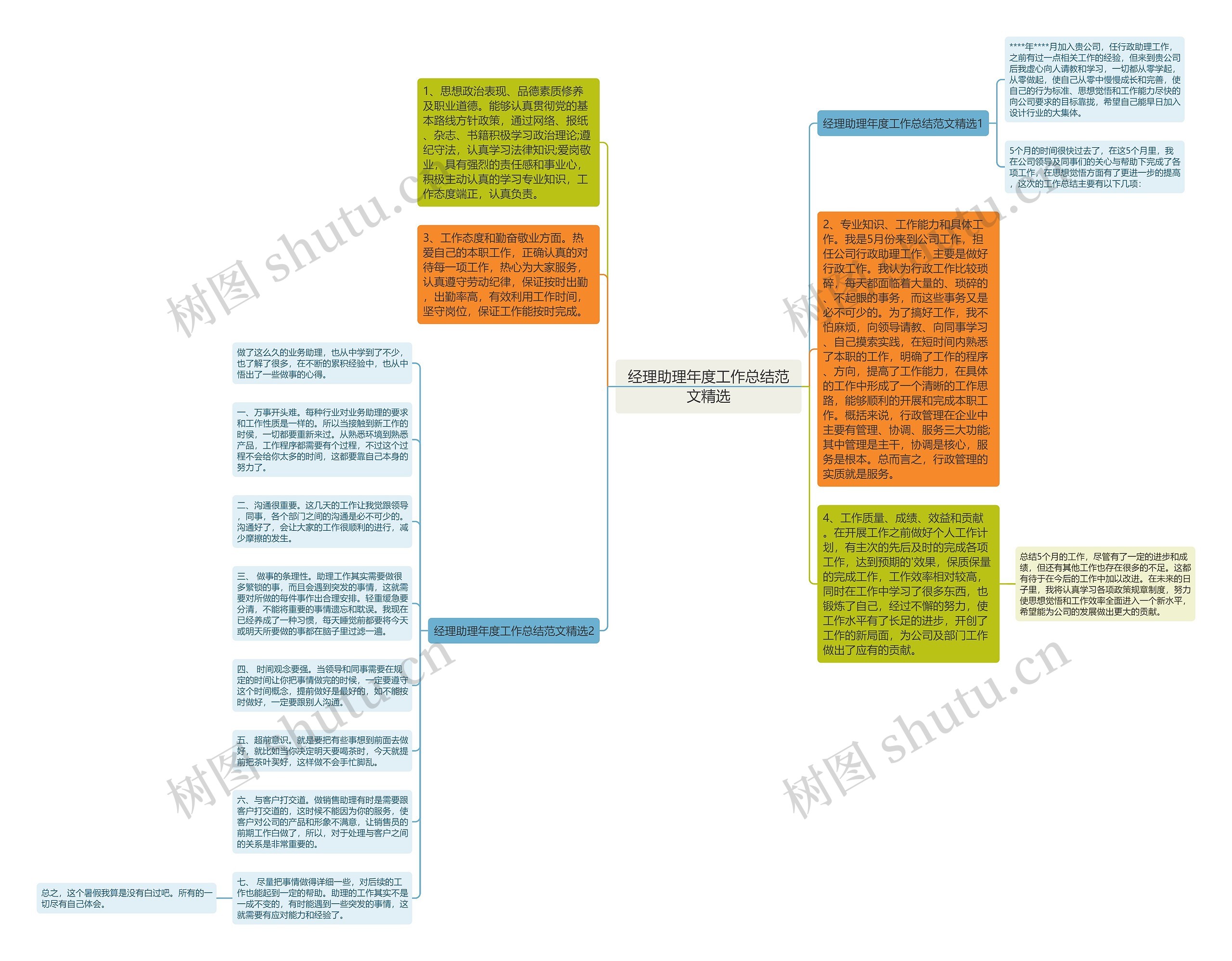 经理助理年度工作总结范文精选思维导图
