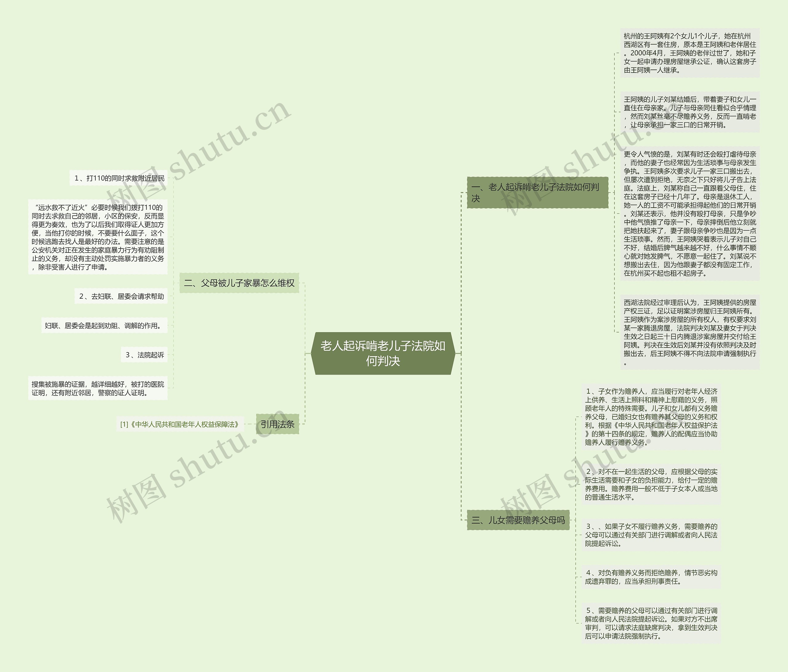 老人起诉啃老儿子法院如何判决思维导图