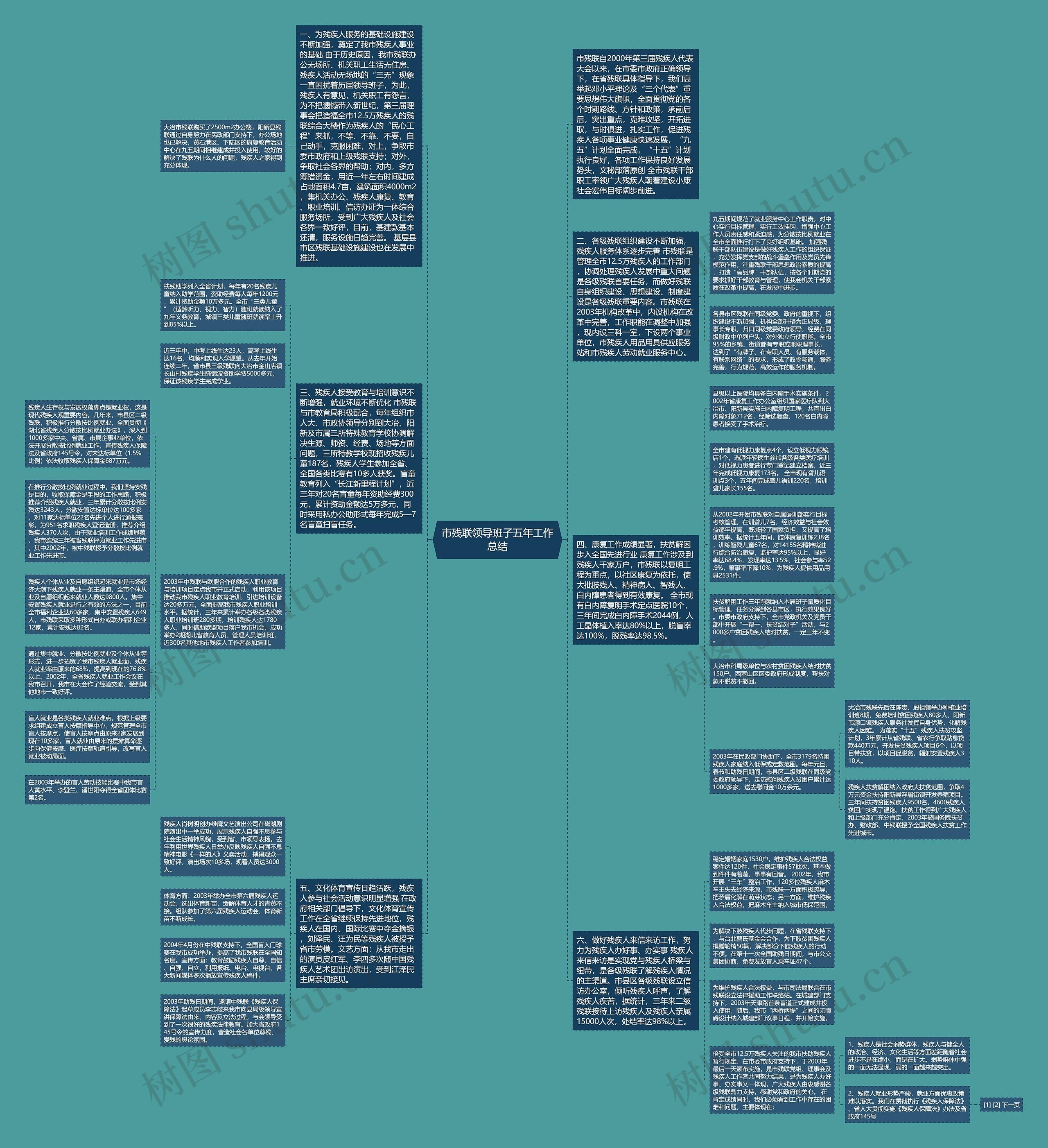 市残联领导班子五年工作总结思维导图